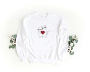 Felpa Ricamata Unisex a Girocollo – Morbida e Confortevole – Design Gatti con Cuore-Biiply