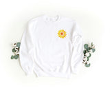 Sudadera bordada unisex con cuello redondo – Suave y cómoda – Diseño de girasol
