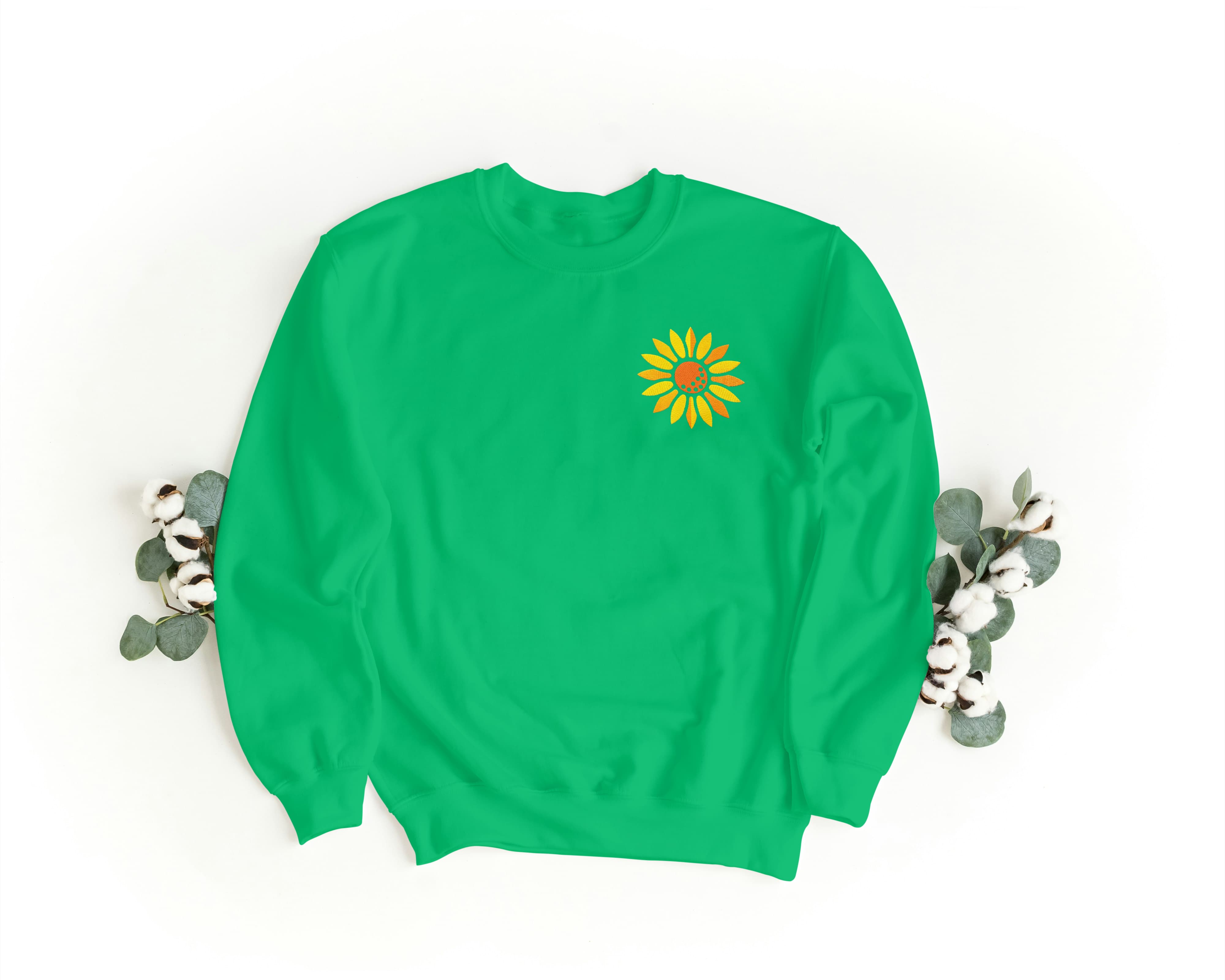 Felpa Ricamata Unisex a Girocollo – Morbida e Confortevole – Design Girasole-Biiply