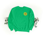 Sudadera bordada unisex con cuello redondo – Suave y cómoda – Diseño de girasol