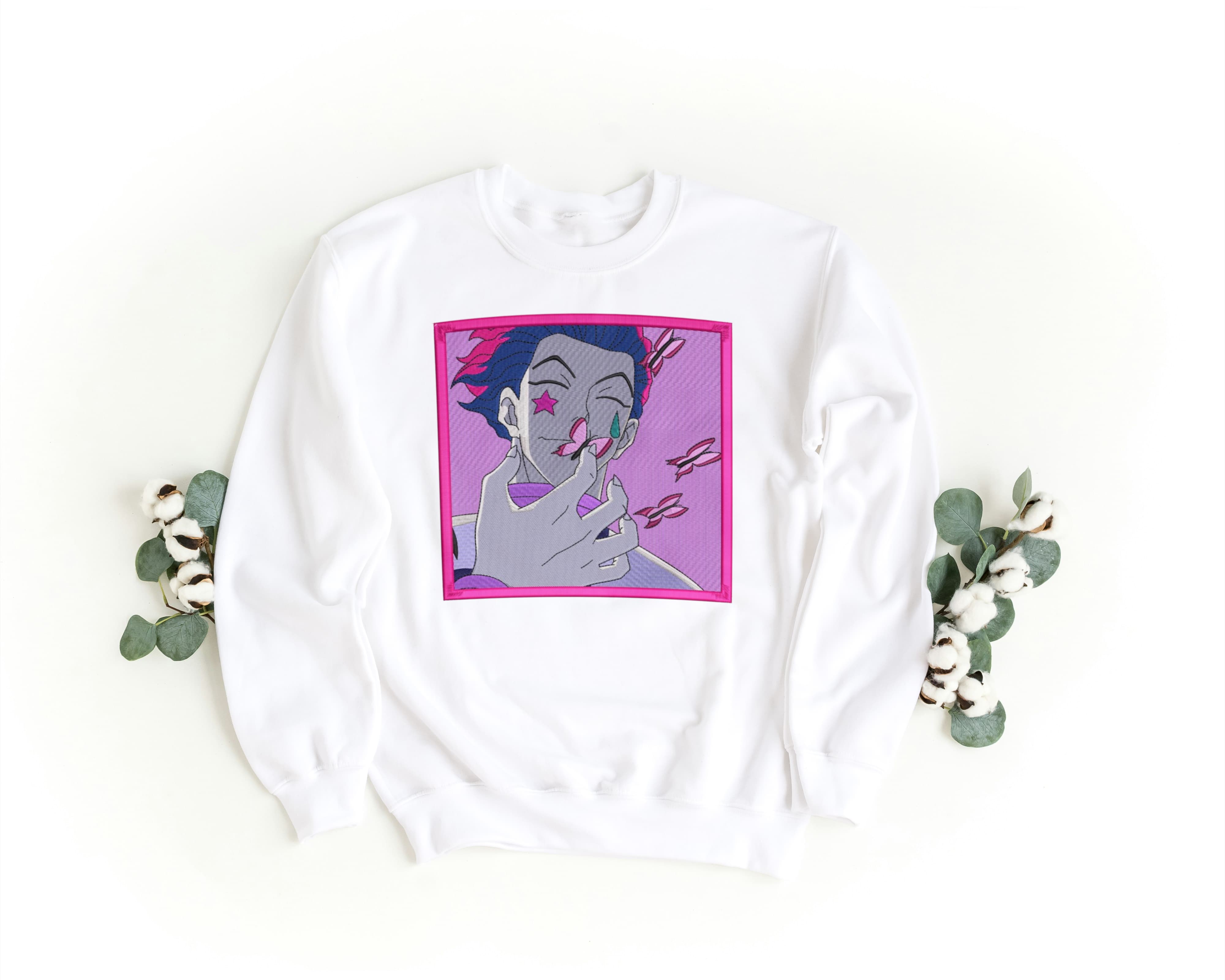 Felpa Ricamata Unisex a Girocollo – Morbida e Confortevole – Design Hisoka-Biiply