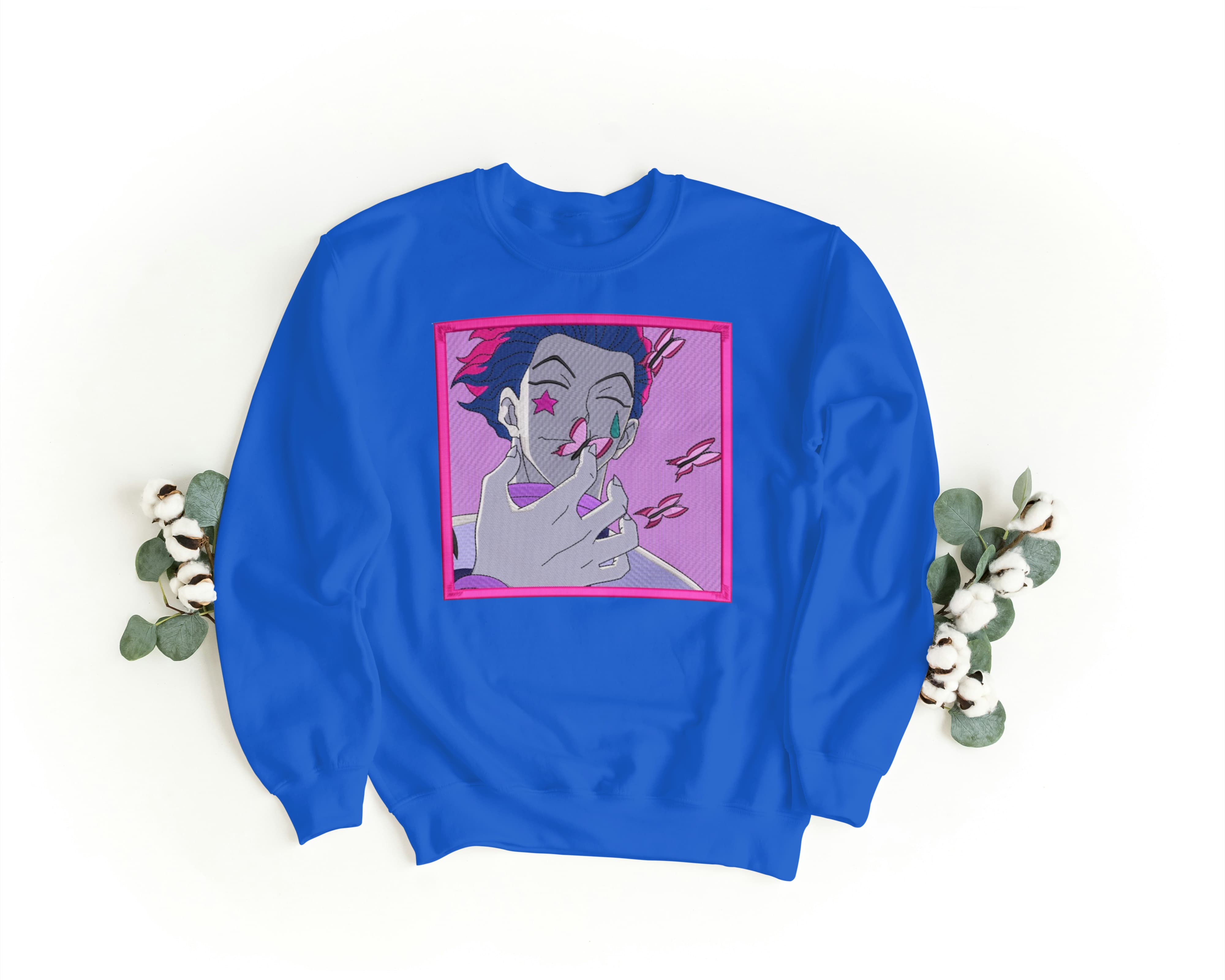 Felpa Ricamata Unisex a Girocollo – Morbida e Confortevole – Design Hisoka-Biiply