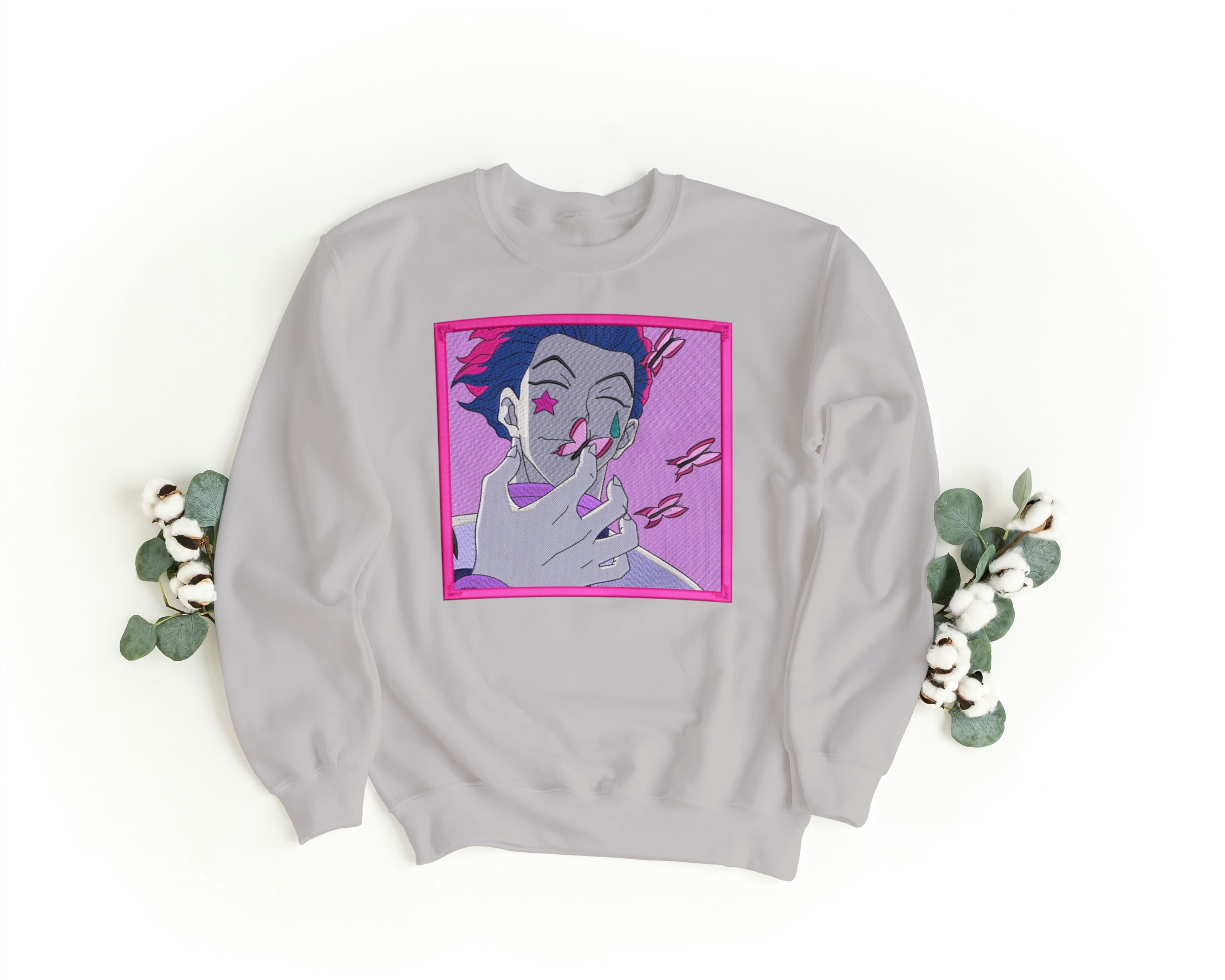Felpa Ricamata Unisex a Girocollo – Morbida e Confortevole – Design Hisoka-Biiply