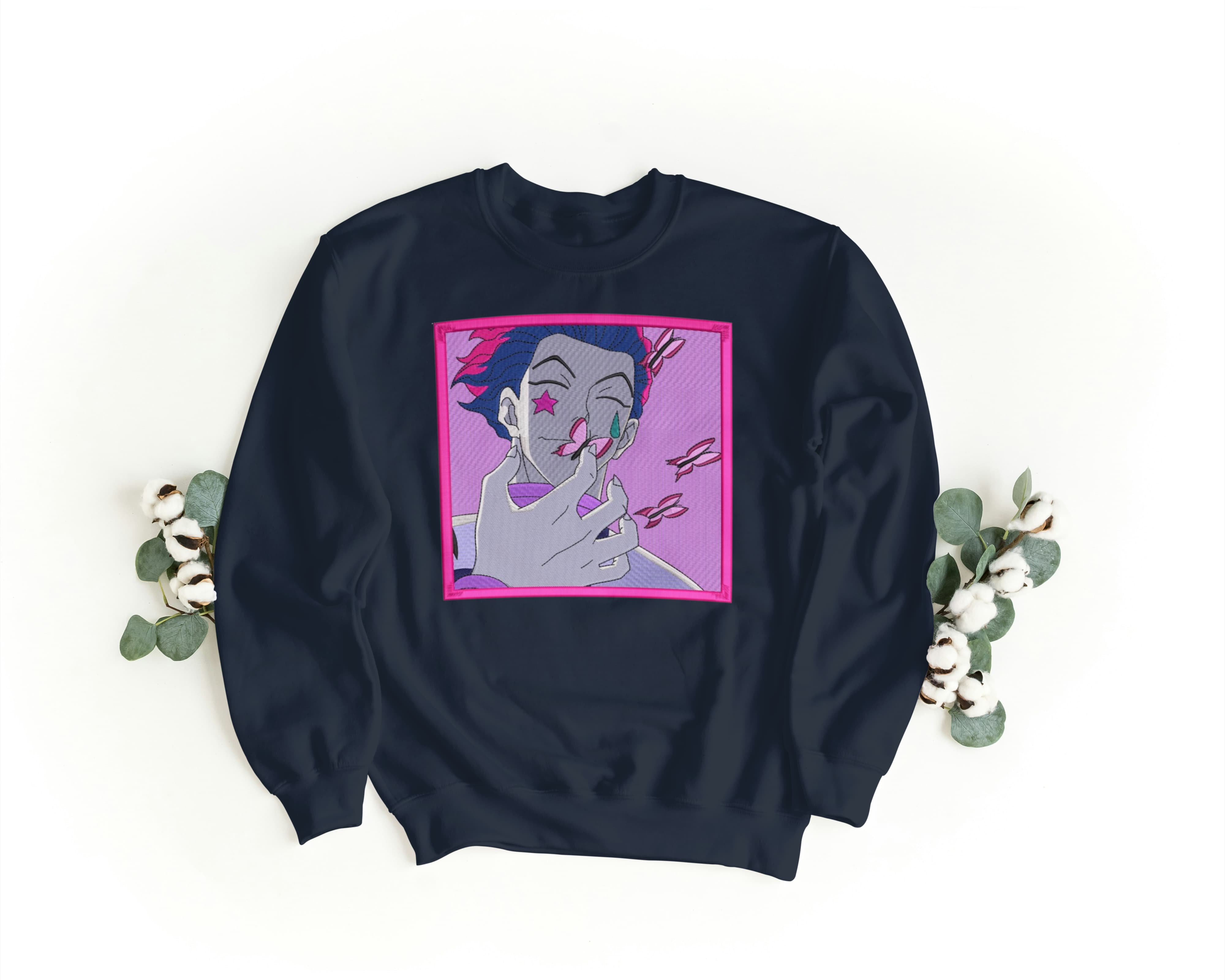 Felpa Ricamata Unisex a Girocollo – Morbida e Confortevole – Design Hisoka-Biiply