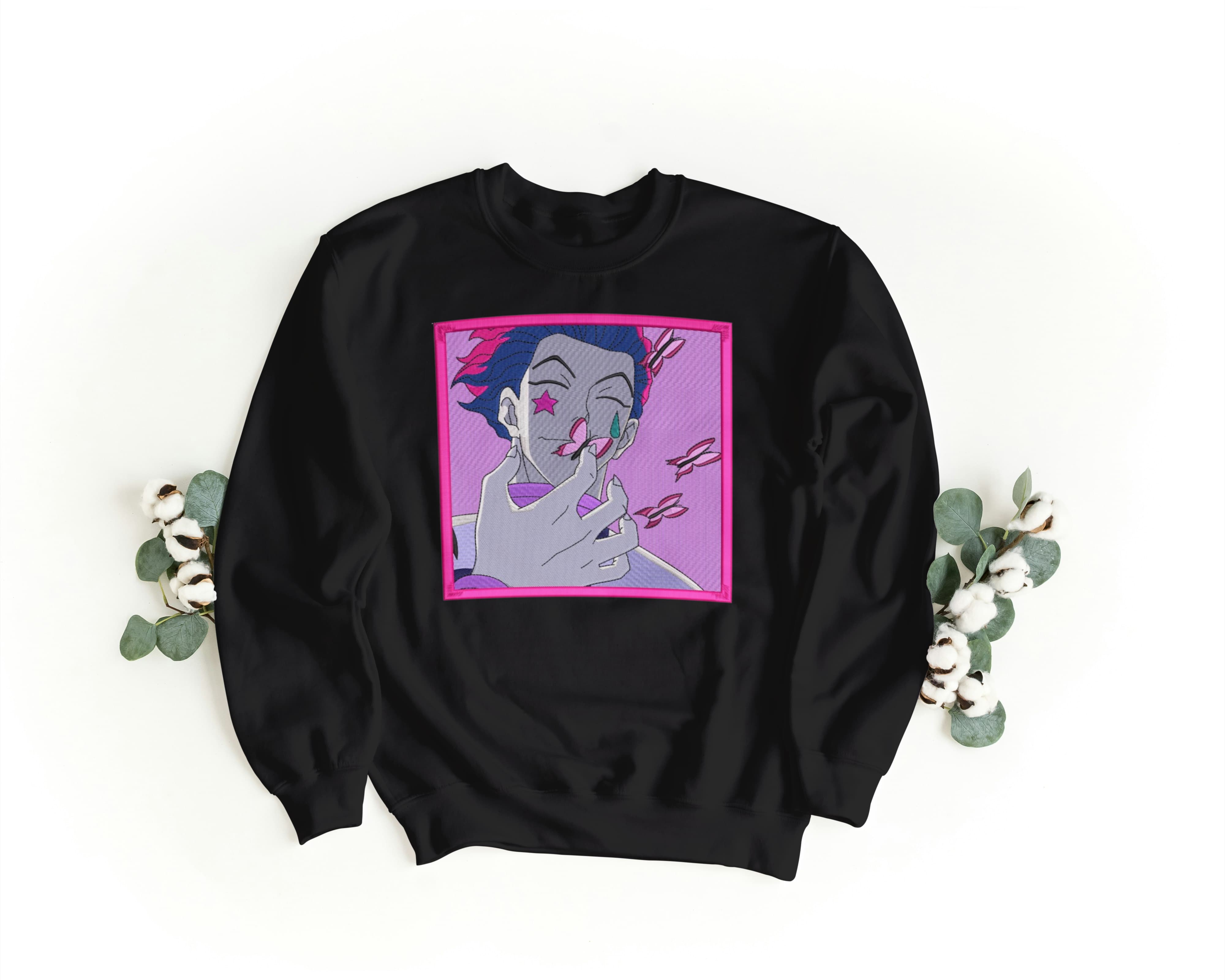Felpa Ricamata Unisex a Girocollo – Morbida e Confortevole – Design Hisoka-Biiply