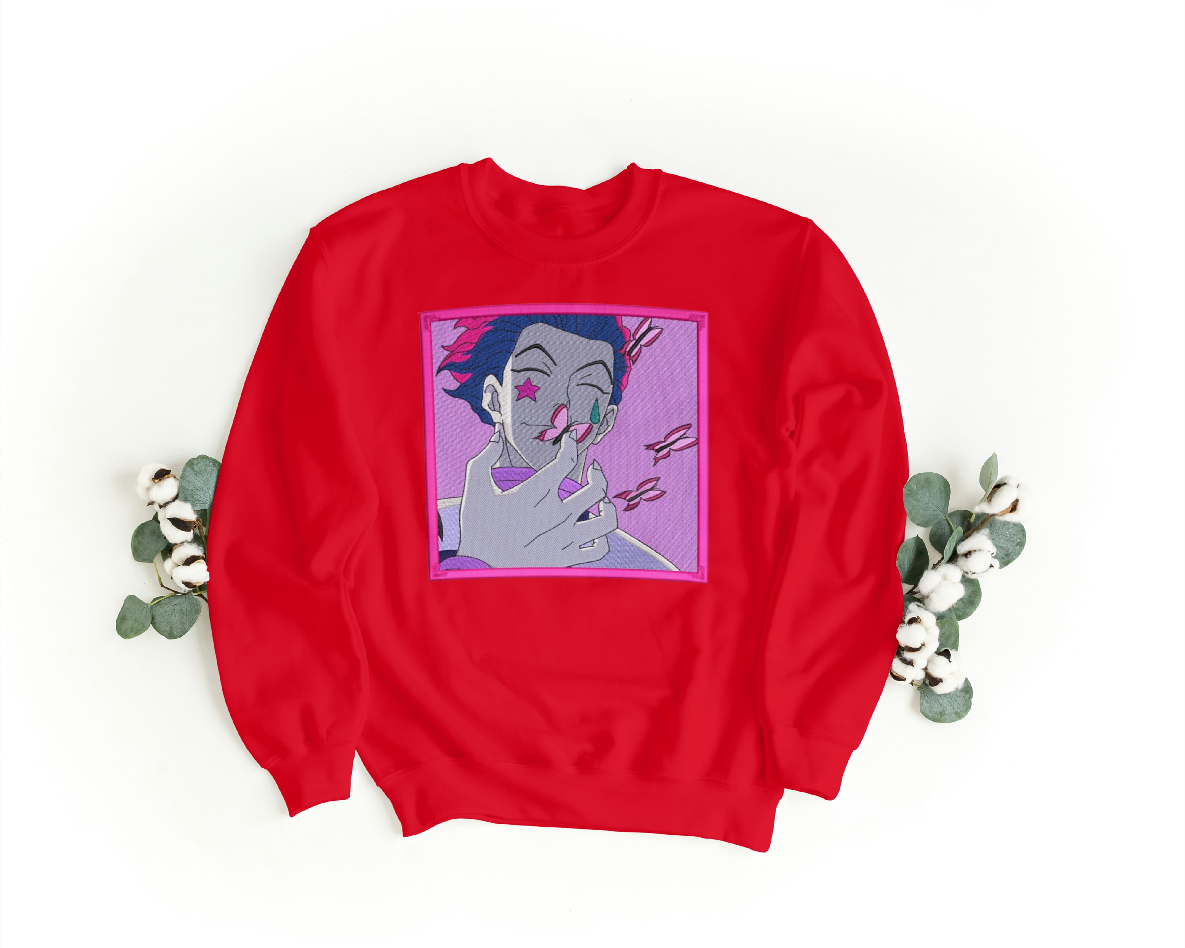 Felpa Ricamata Unisex a Girocollo – Morbida e Confortevole – Design Hisoka-Biiply