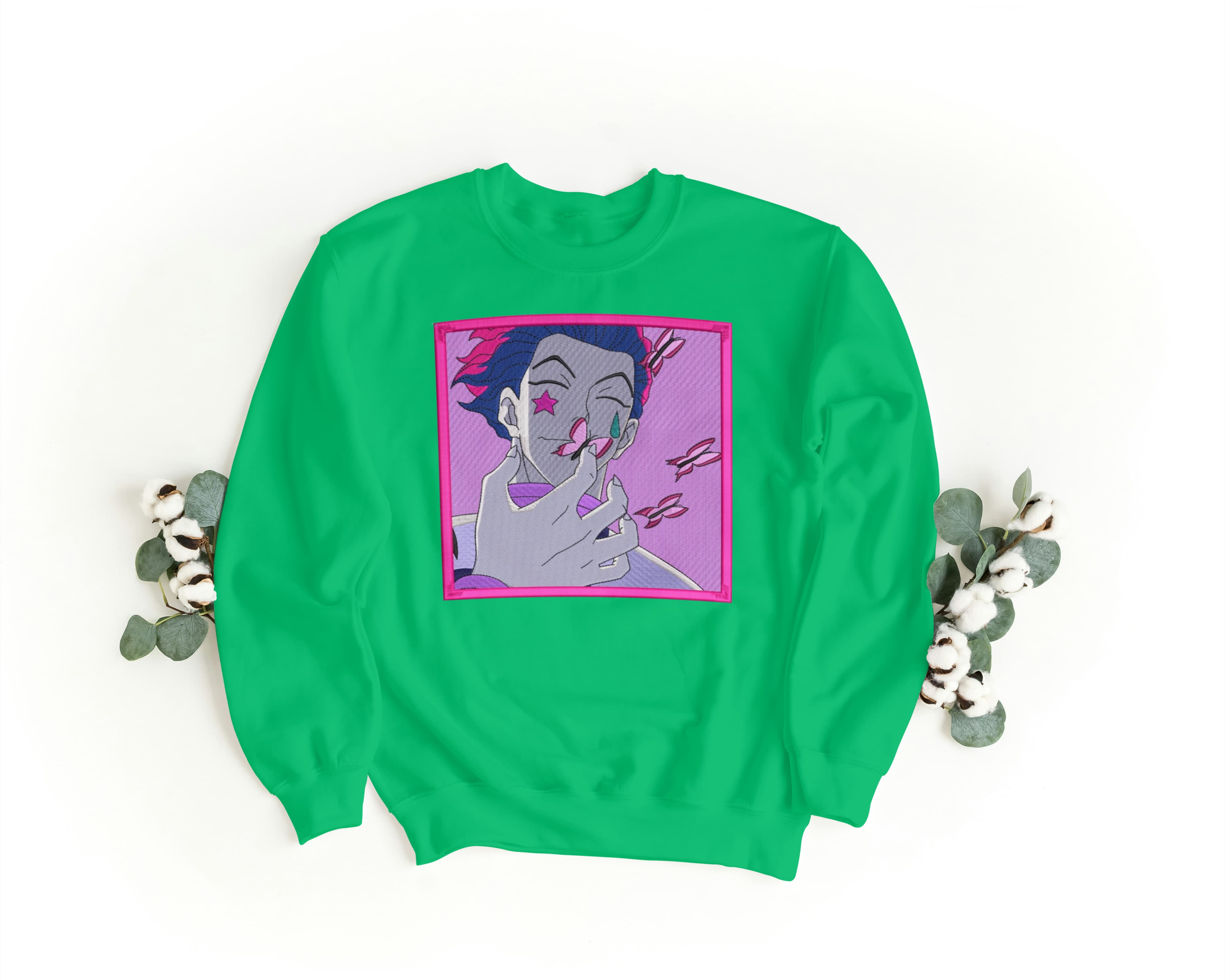 Felpa Ricamata Unisex a Girocollo – Morbida e Confortevole – Design Hisoka-Biiply