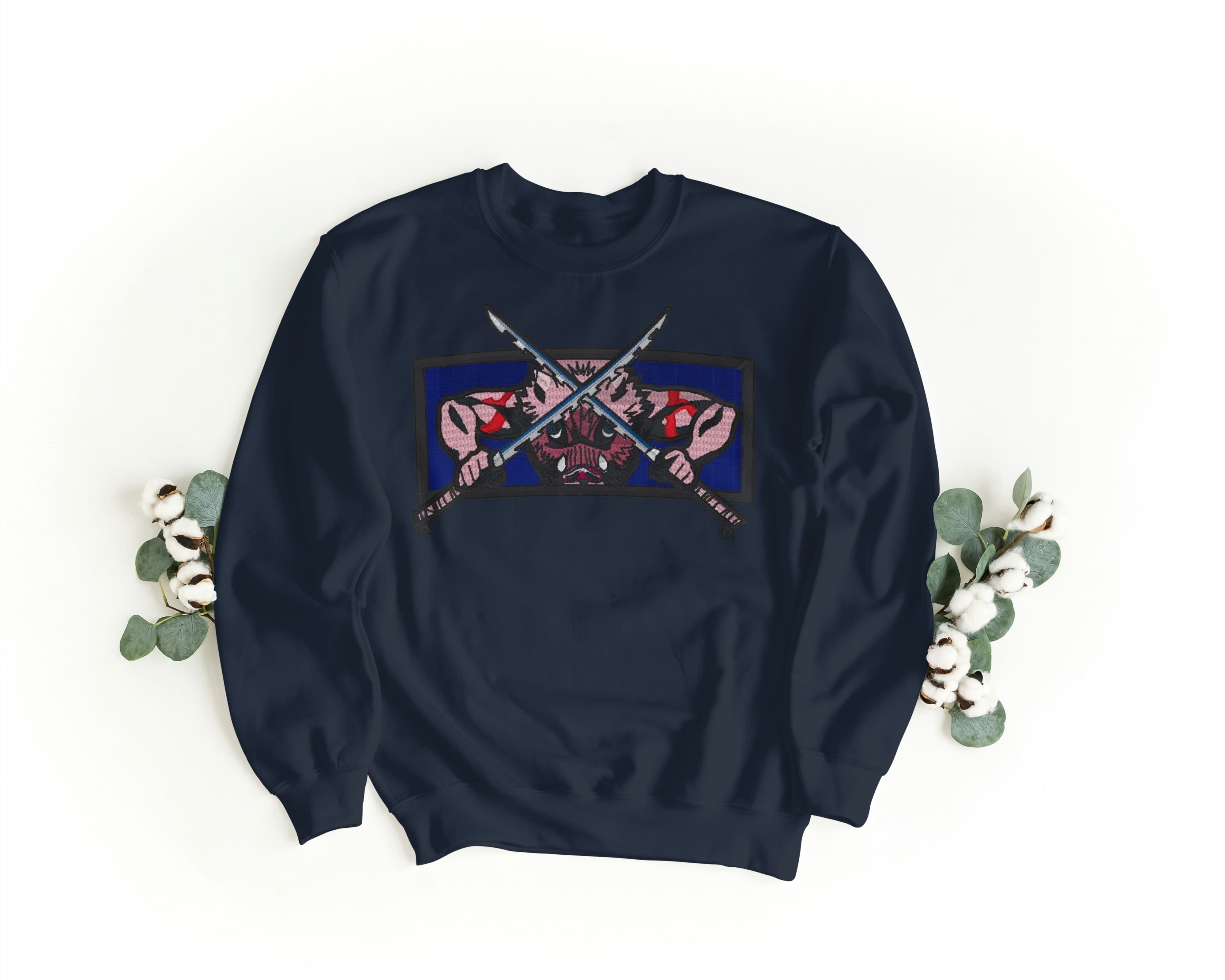 Felpa Ricamata Unisex a Girocollo – Morbida e Confortevole – Design Inosuke-Biiply