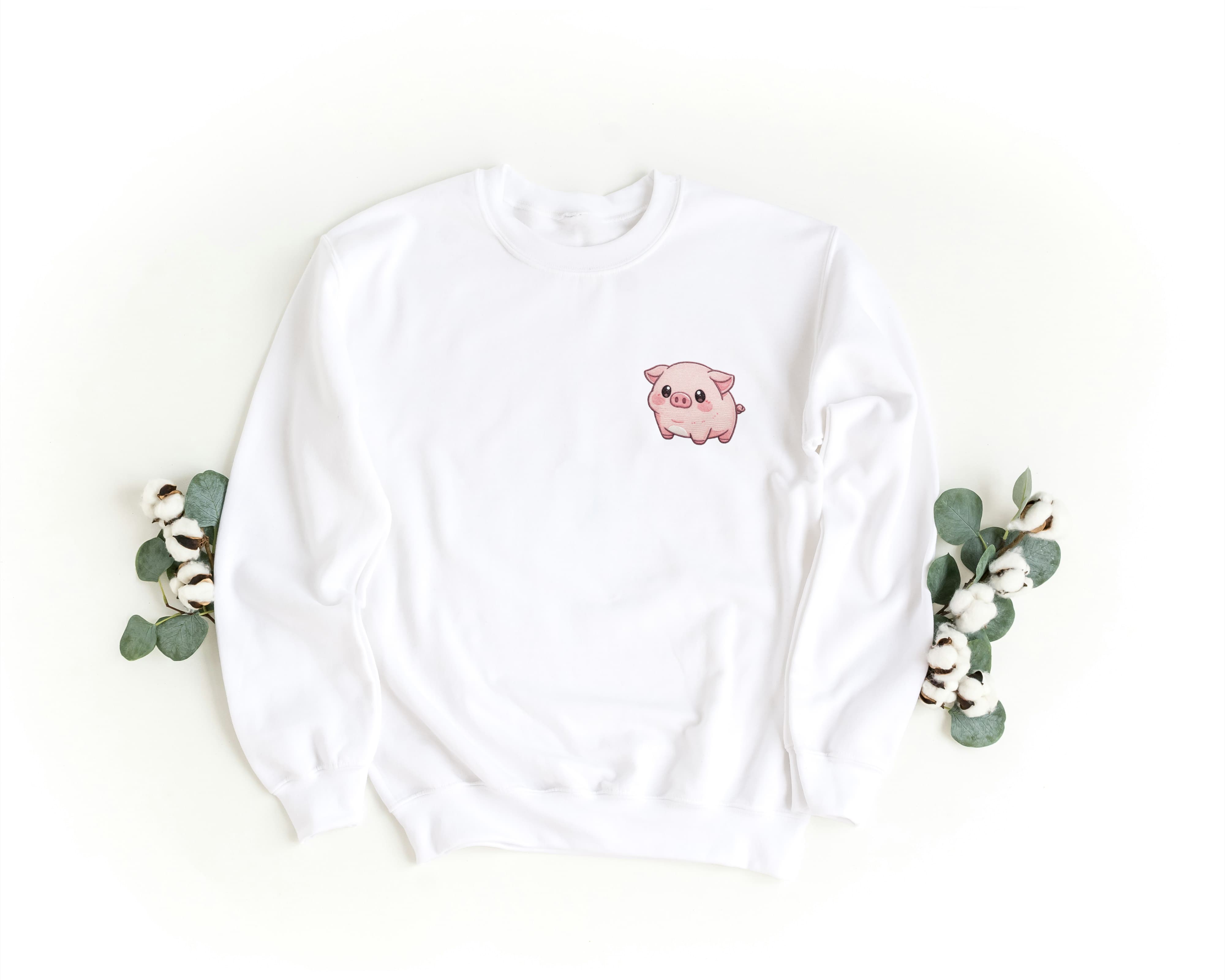 Felpa Ricamata Unisex a Girocollo – Morbida e Confortevole – Design Maialino-Biiply
