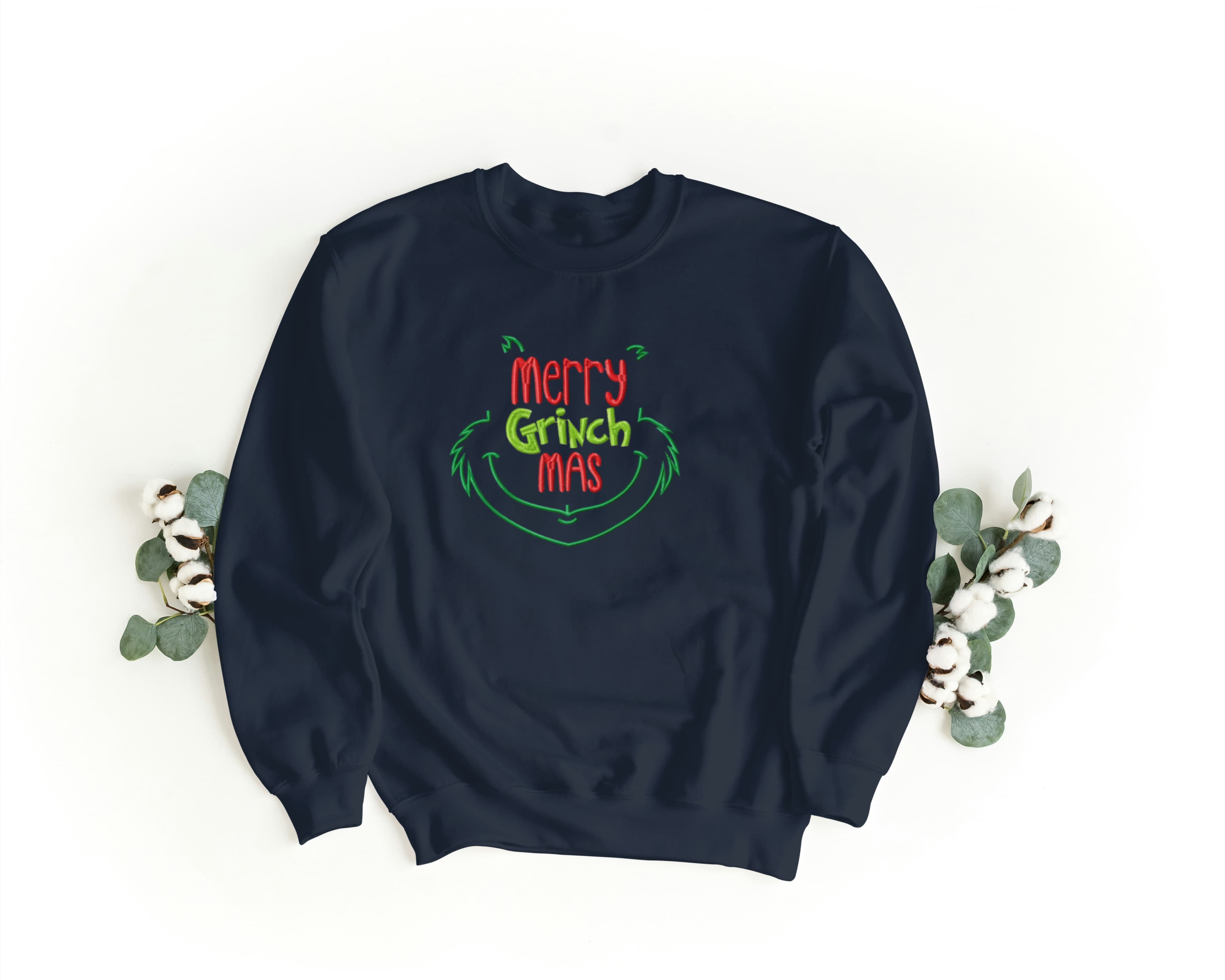 Ricamo Personalizzato - Felpa Ricamata Unisex – Morbida – Stile Streetwear – Merry Grinch-Biiply