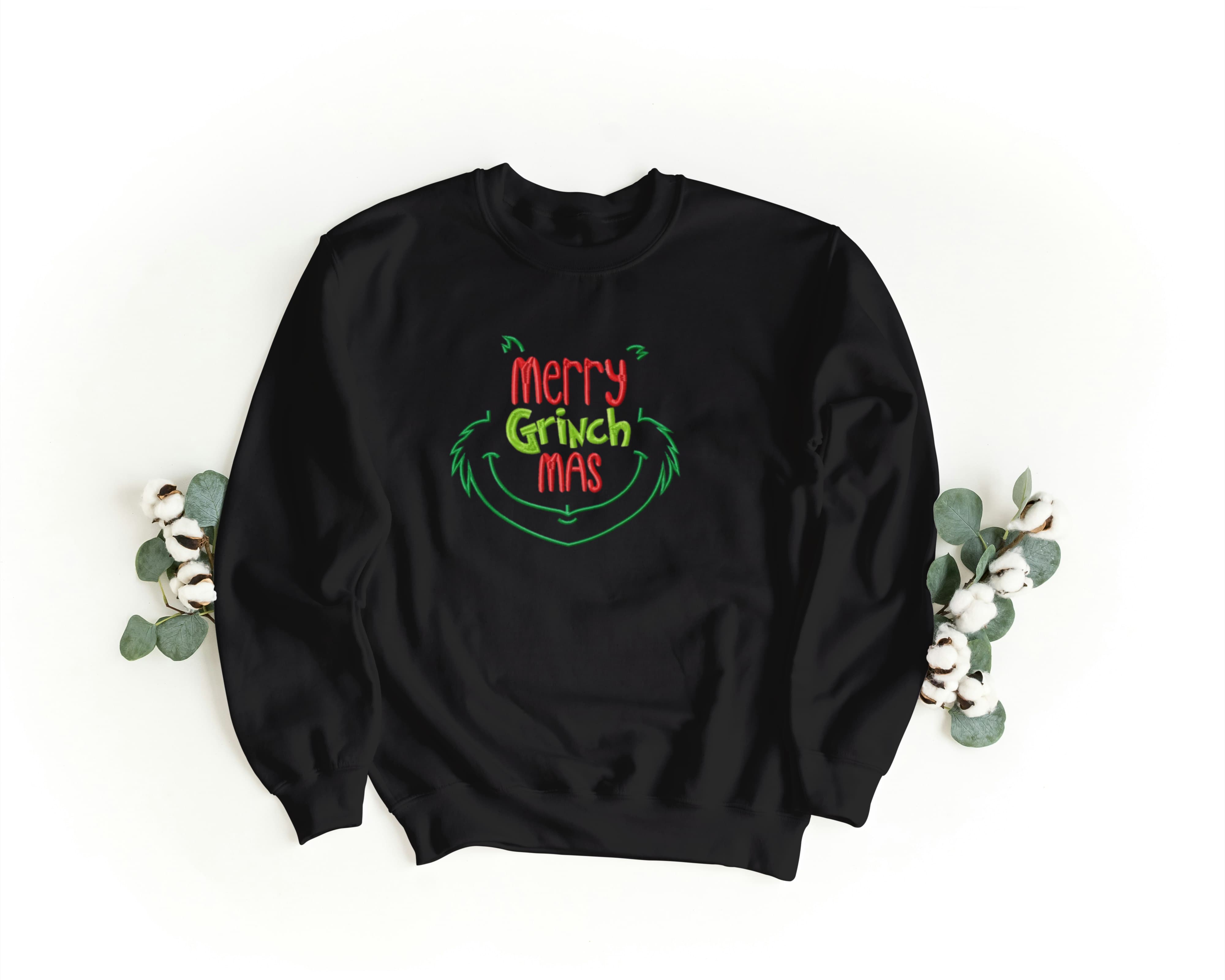 Ricamo Personalizzato - Felpa Ricamata Unisex – Morbida – Stile Streetwear – Merry Grinch-Biiply