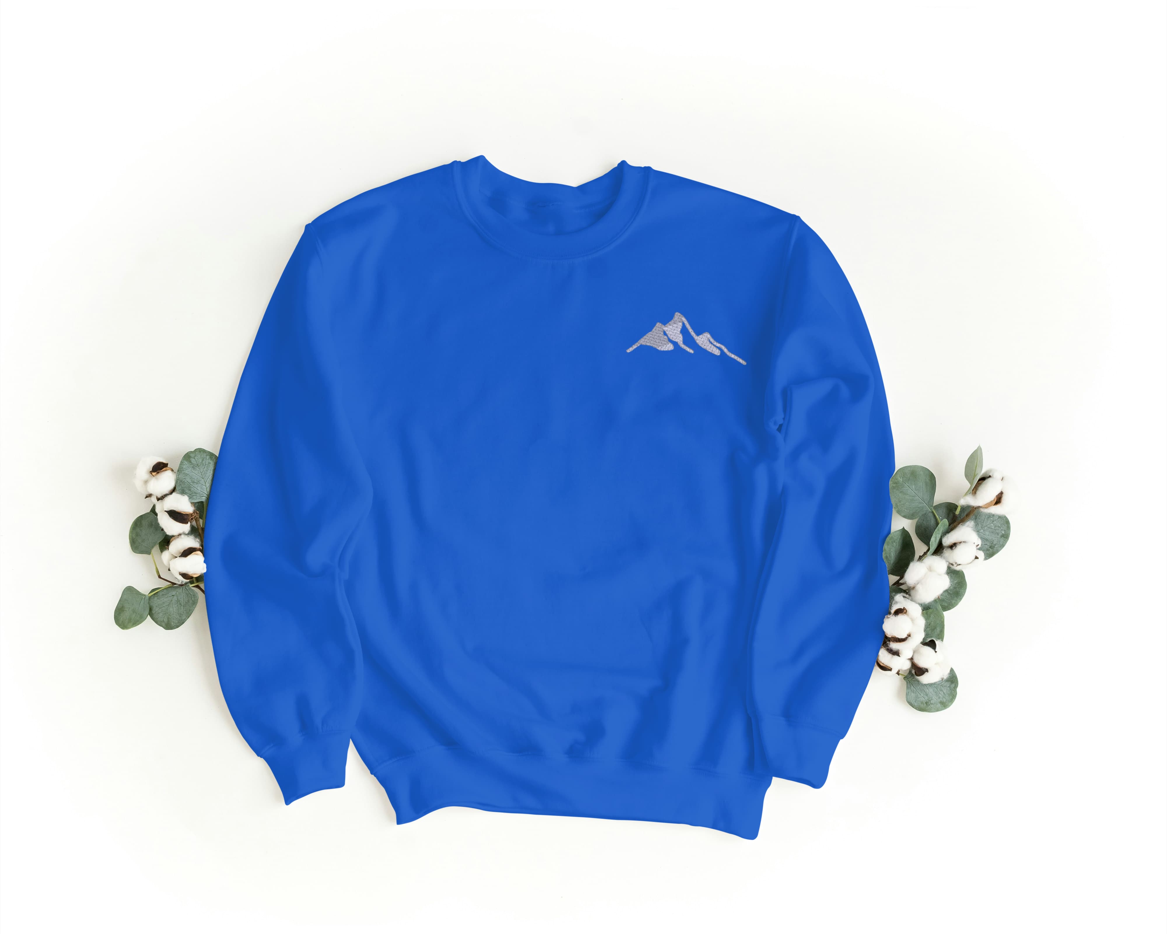 Felpa Ricamata Unisex a Girocollo – Morbida e Confortevole – Design Montagna-Biiply