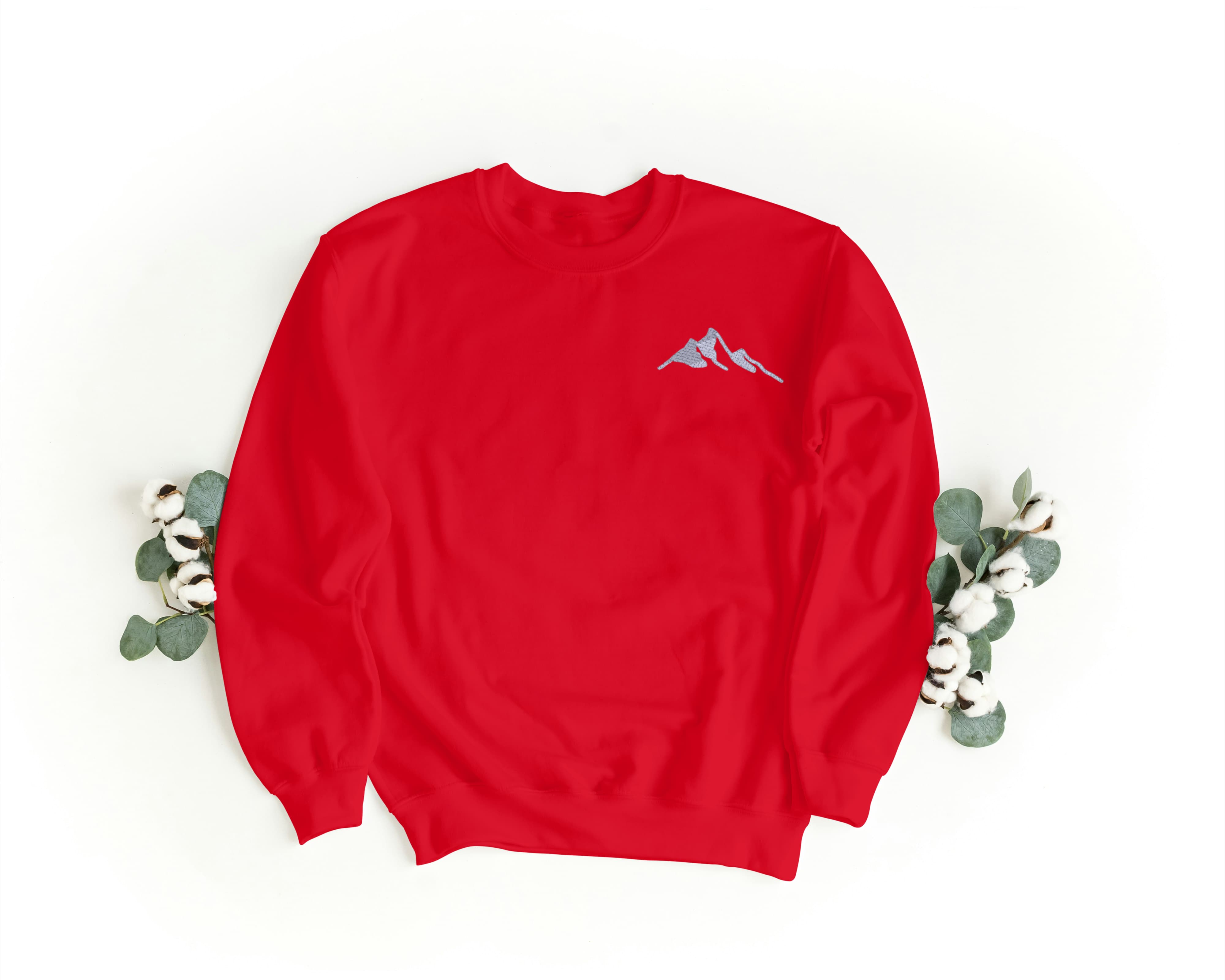 Felpa Ricamata Unisex a Girocollo – Morbida e Confortevole – Design Montagna-Biiply