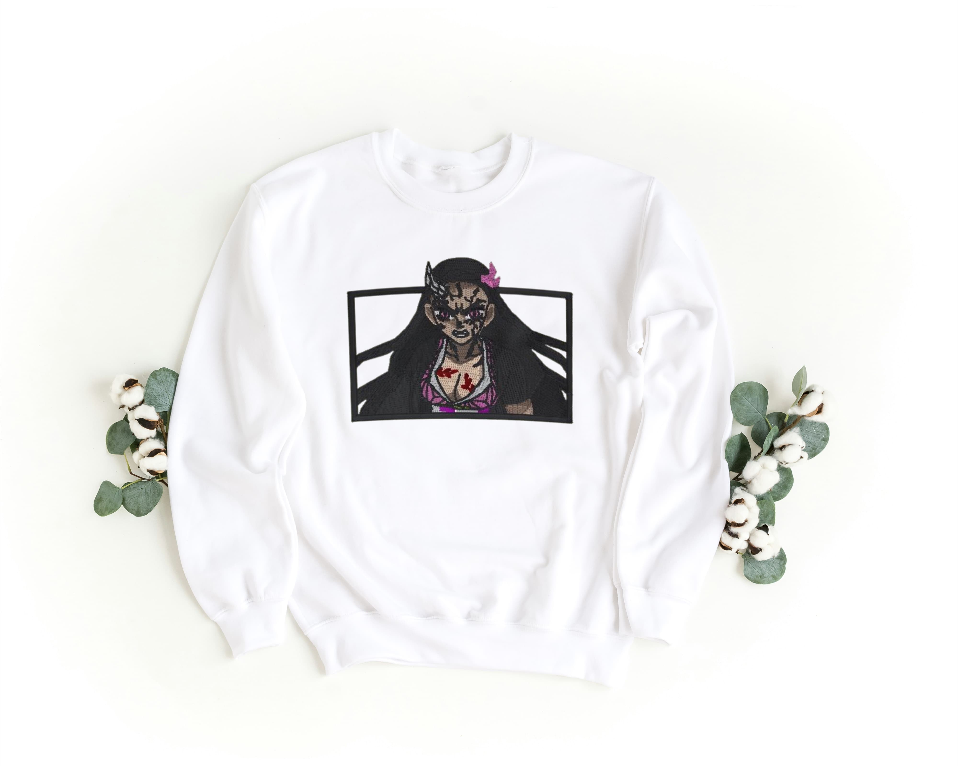 Felpa Ricamata Unisex a Girocollo – Morbida e Confortevole – Design Nezuko-Biiply