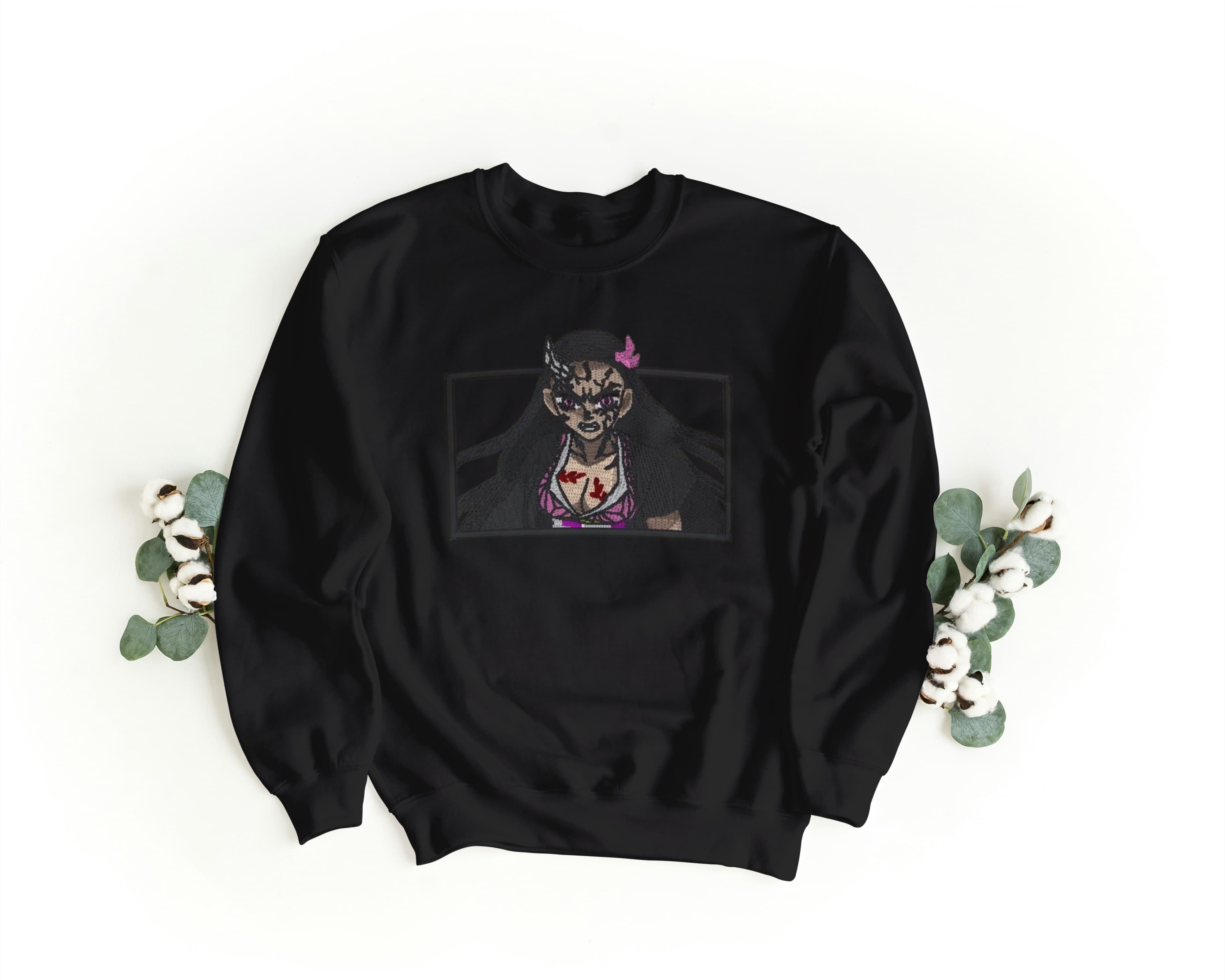 Felpa Ricamata Unisex a Girocollo – Morbida e Confortevole – Design Nezuko-Biiply