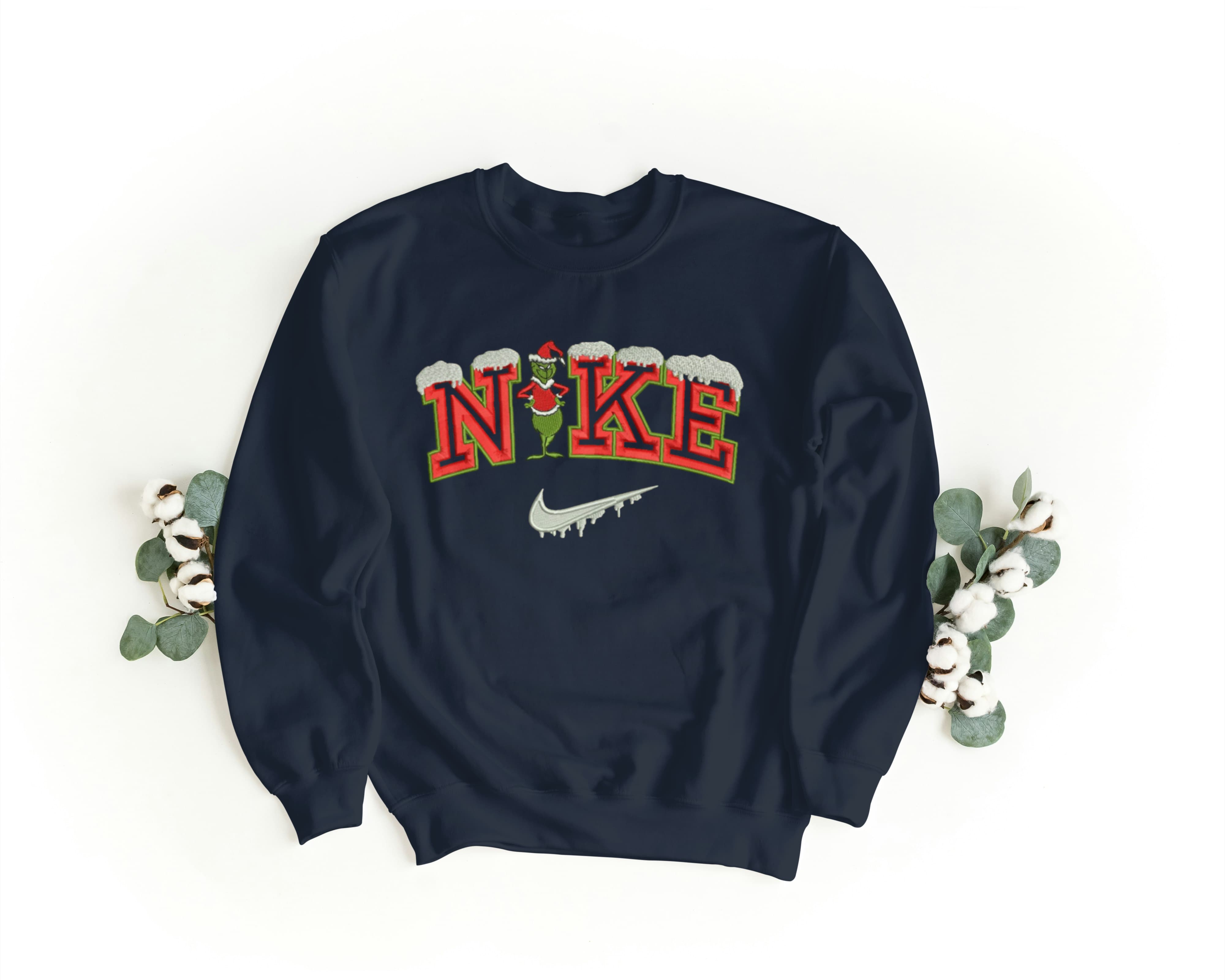 Ricamo Personalizzato - Felpa Ricamata Unisex – Morbida – Stile Streetwear – Nike Grinch-Biiply