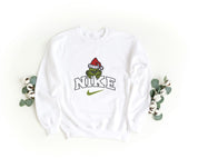 Felpa Ricamata Unisex a Girocollo – Morbida e Confortevole – Design Nike Grinch Face - 1 - Biiply - Inizia Il tuo progetto