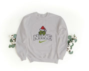Felpa Ricamata Unisex a Girocollo – Morbida e Confortevole – Design Nike Grinch Face - 4 - Biiply - Inizia Il tuo progetto