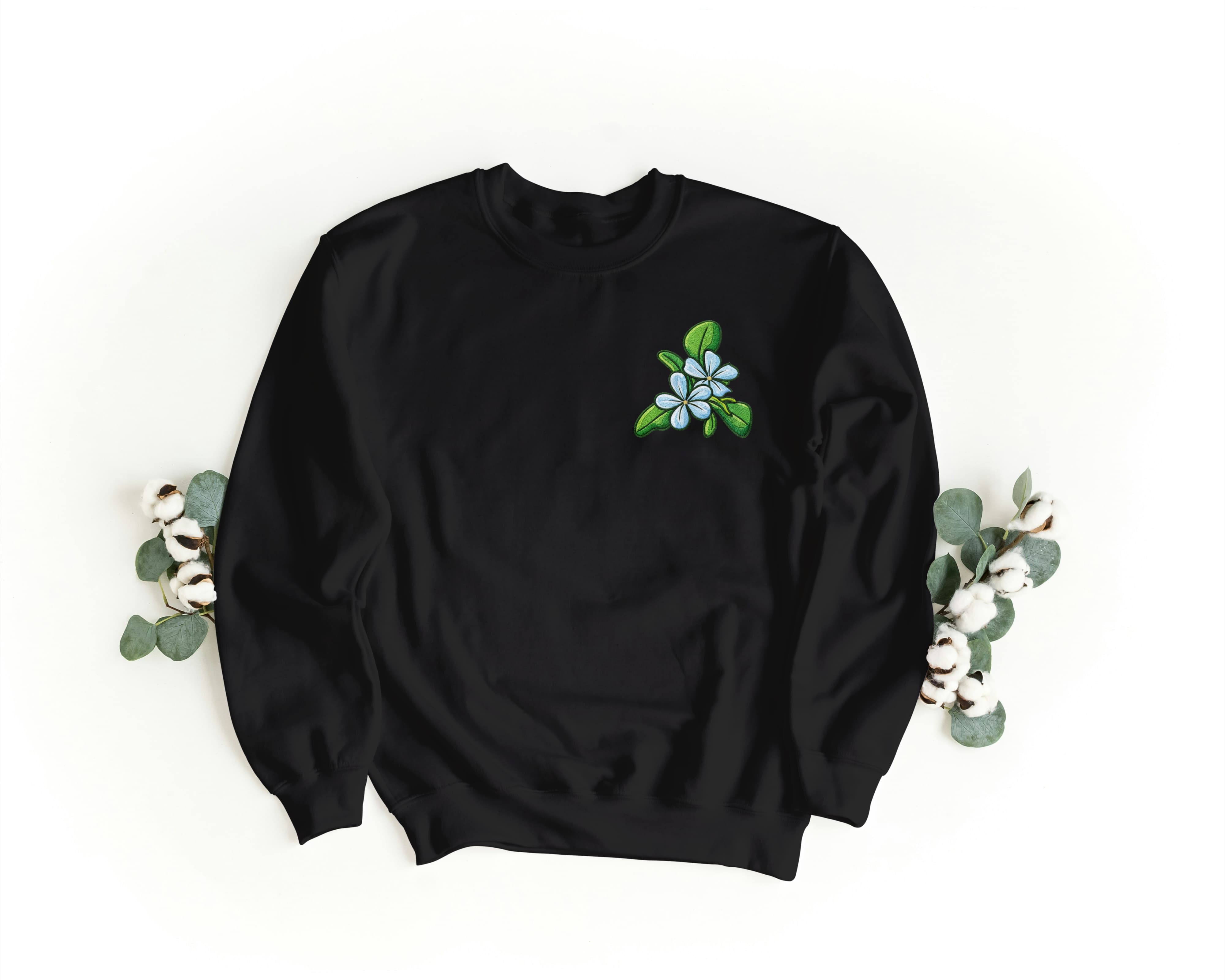 Felpa Ricamata Unisex a Girocollo – Morbida e Confortevole – Design Plumeria-Biiply