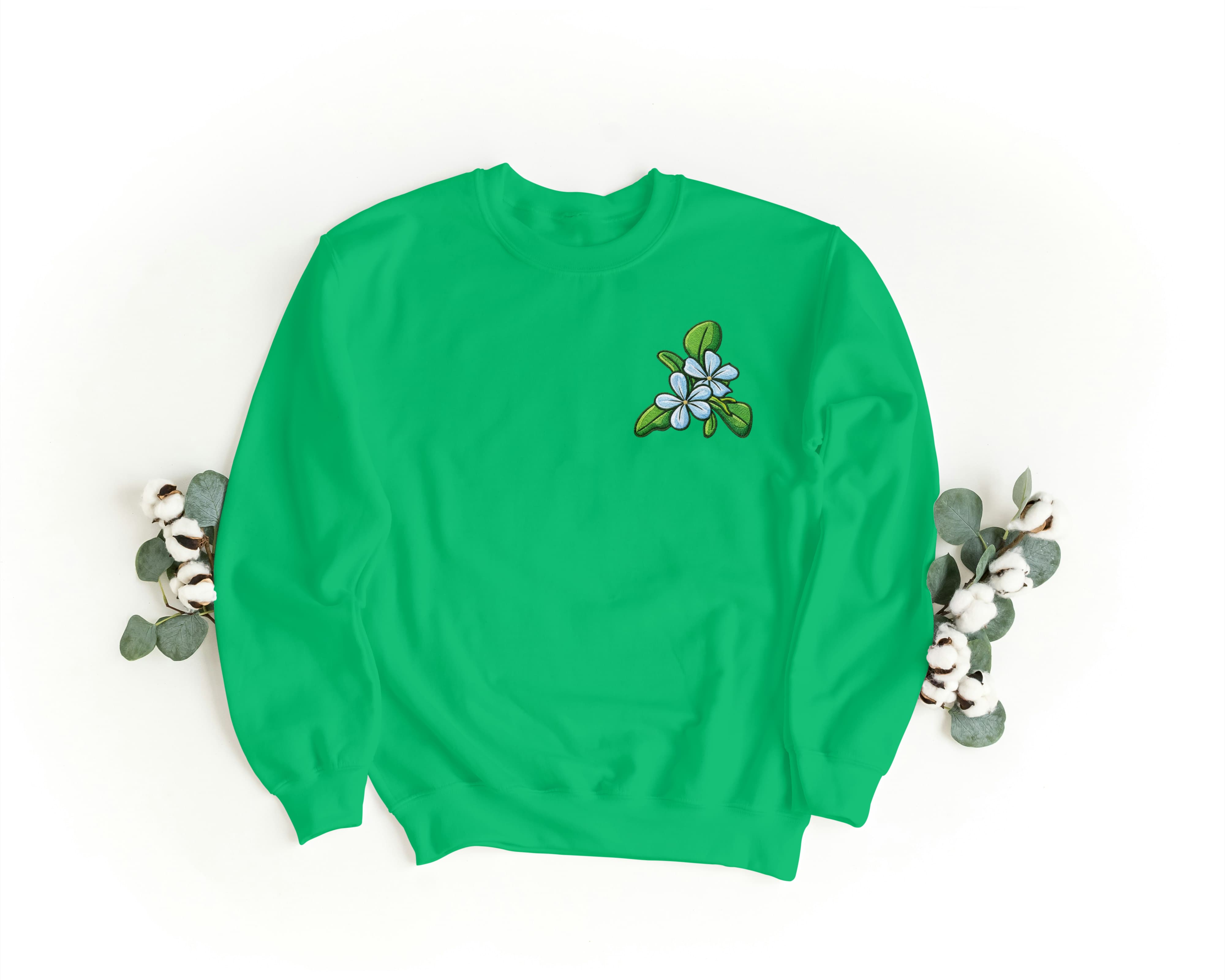 Felpa Ricamata Unisex a Girocollo – Morbida e Confortevole – Design Plumeria-Biiply