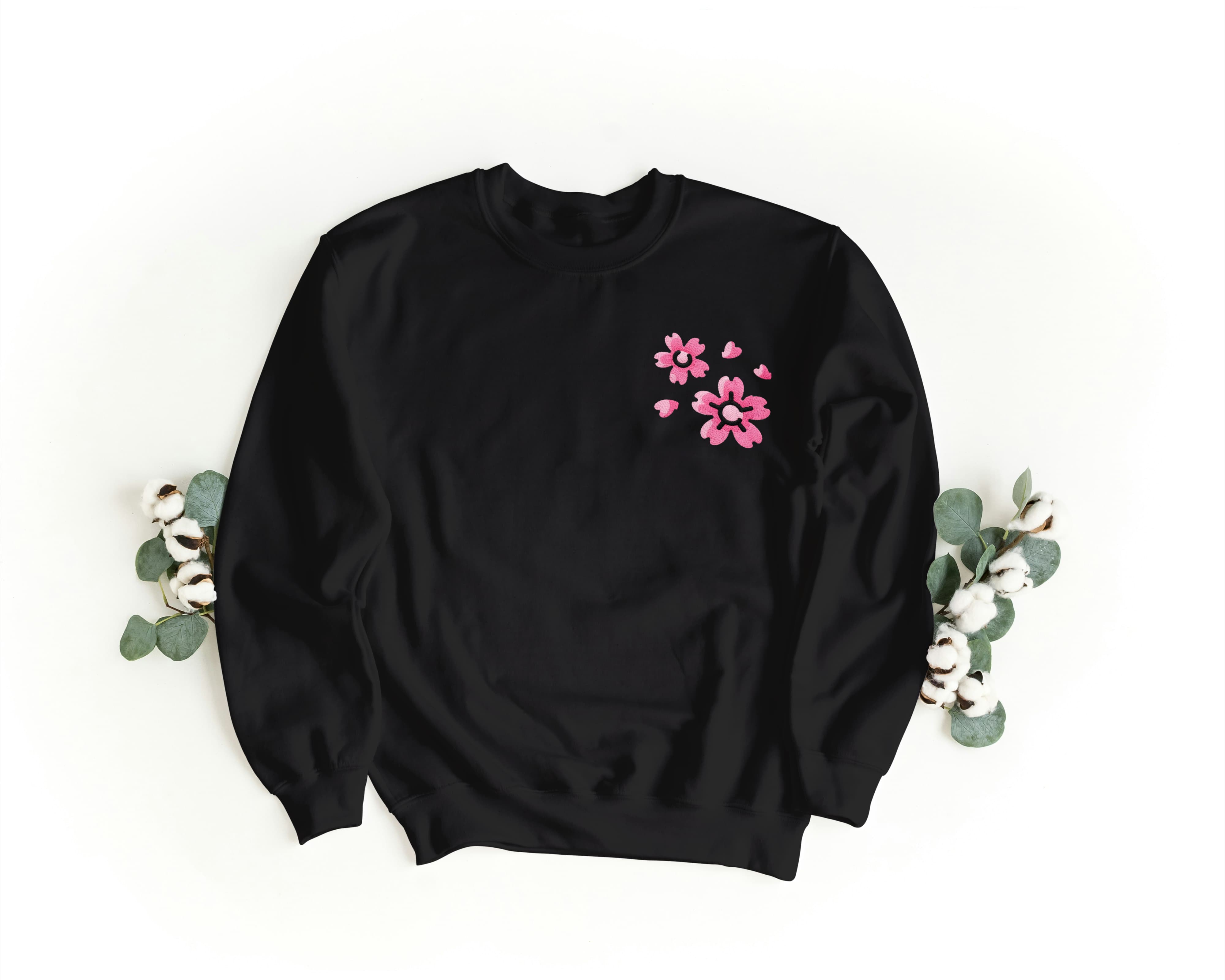 Felpa Ricamata Unisex a Girocollo – Morbida e Confortevole – Design Sakura-Biiply
