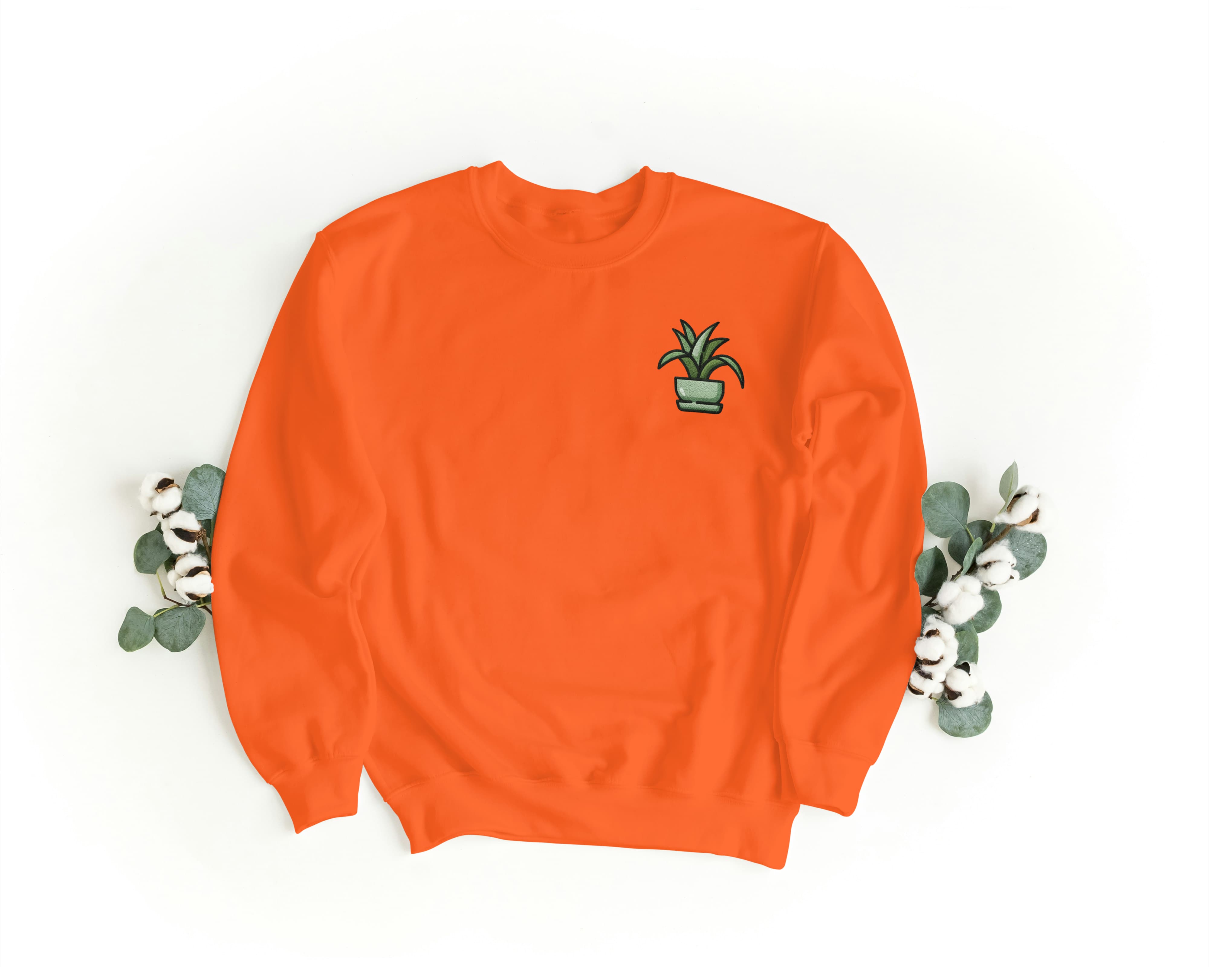 Felpa Ricamata Unisex a Girocollo – Morbida e Confortevole – Design Sanseveria-Biiply