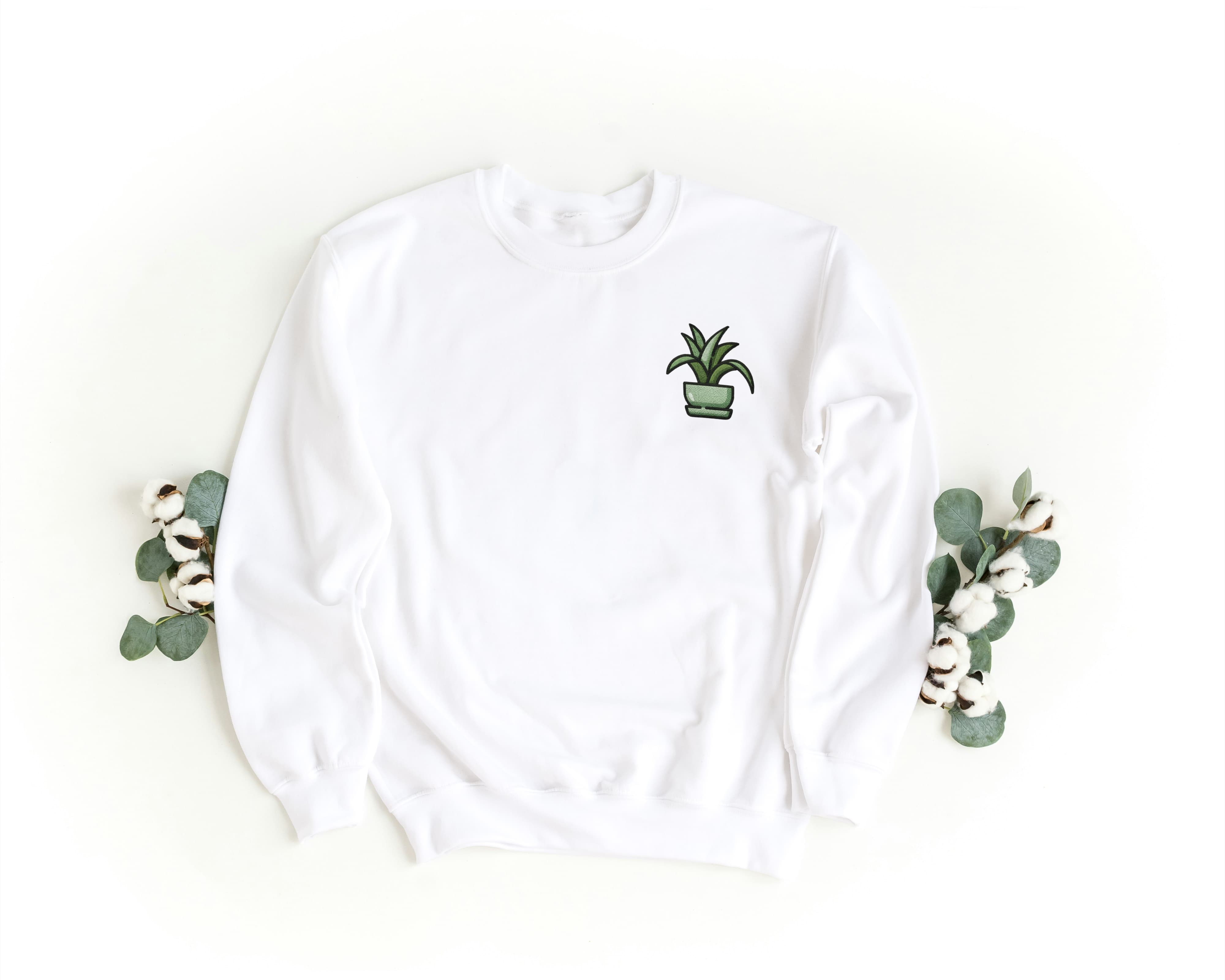 Felpa Ricamata Unisex a Girocollo – Morbida e Confortevole – Design Sanseveria-Biiply