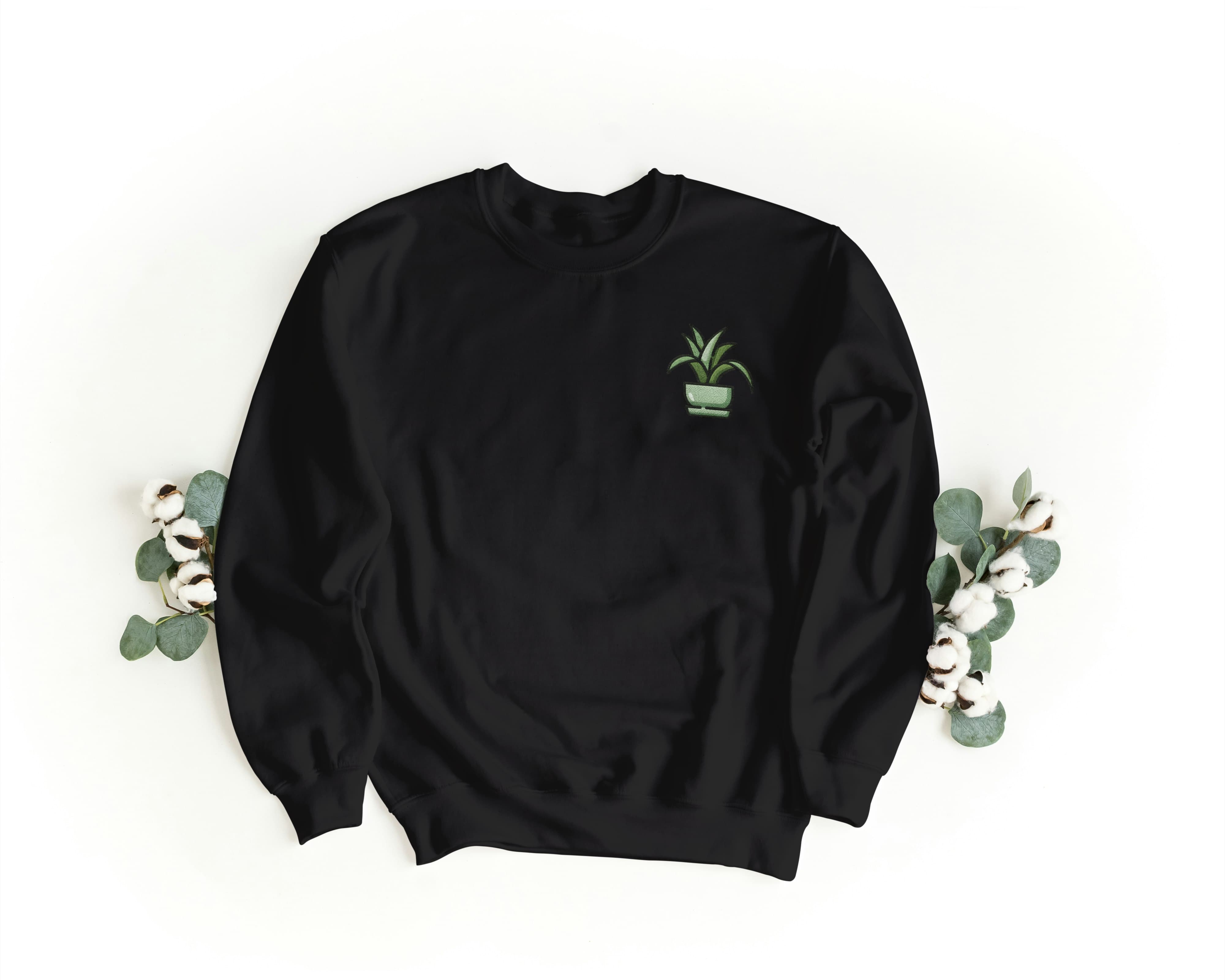 Felpa Ricamata Unisex a Girocollo – Morbida e Confortevole – Design Sanseveria-Biiply