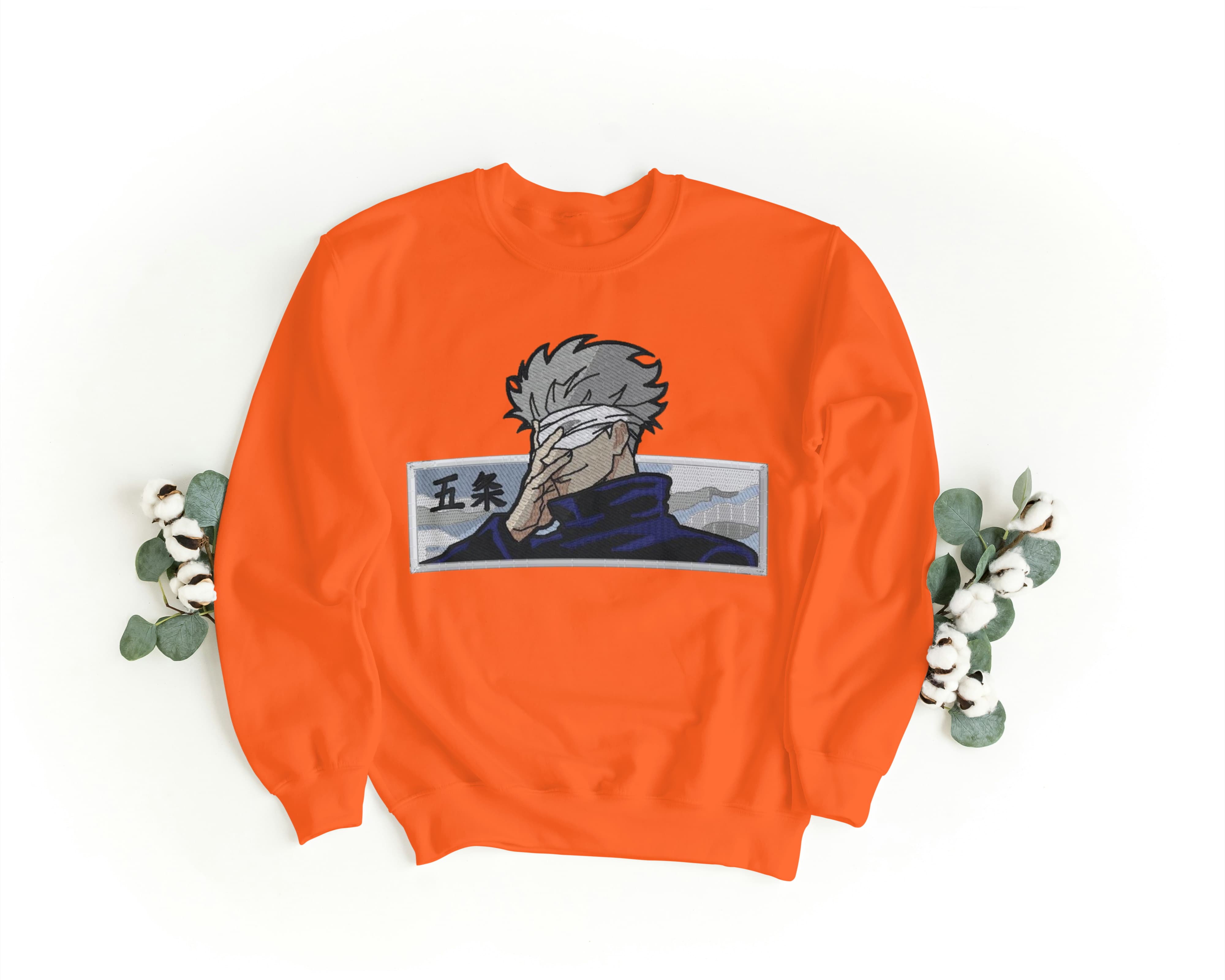 Felpa Ricamata Unisex a Girocollo – Morbida e Confortevole – Design Satoru Gojo-Biiply