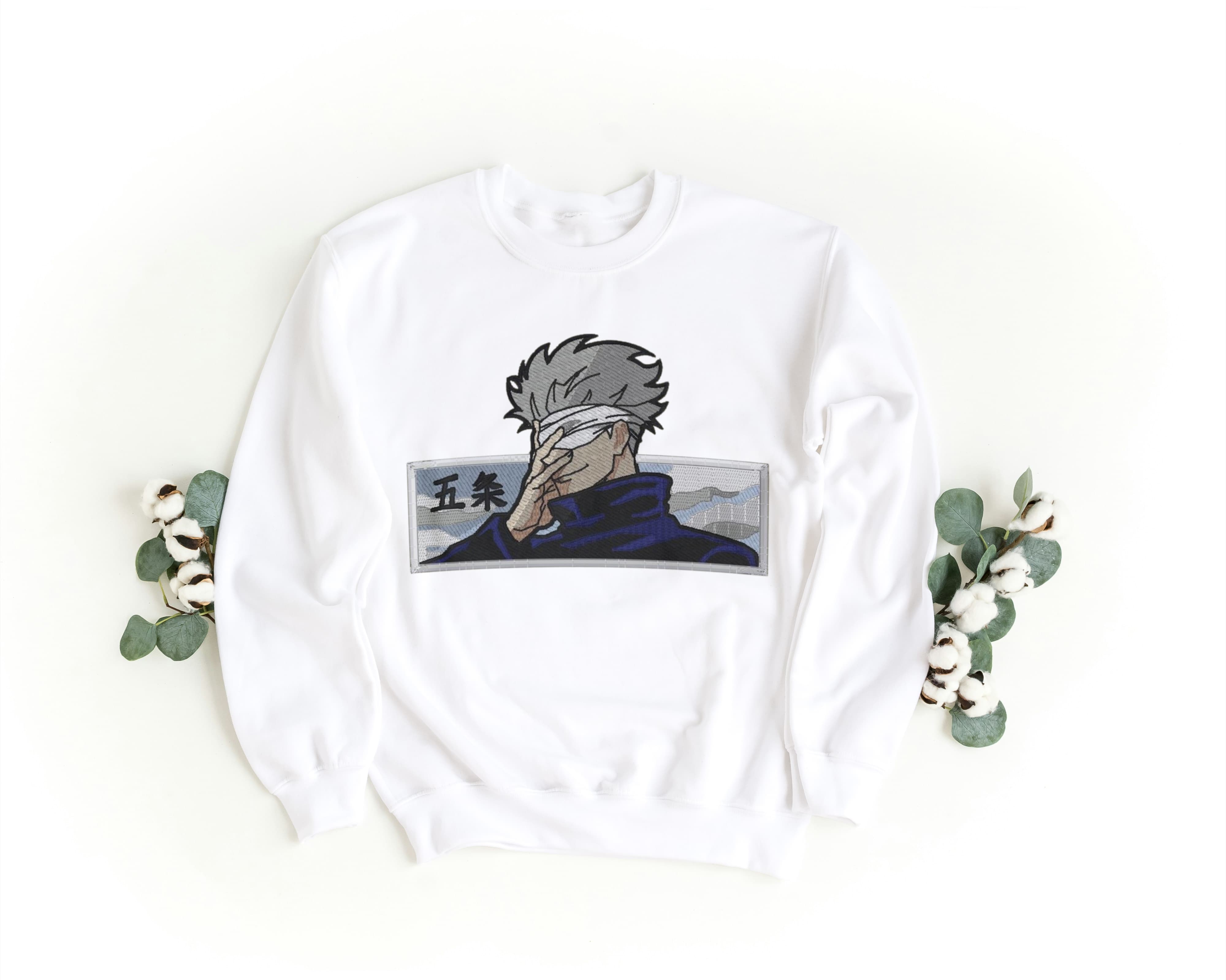 Felpa Ricamata Unisex a Girocollo – Morbida e Confortevole – Design Satoru Gojo-Biiply