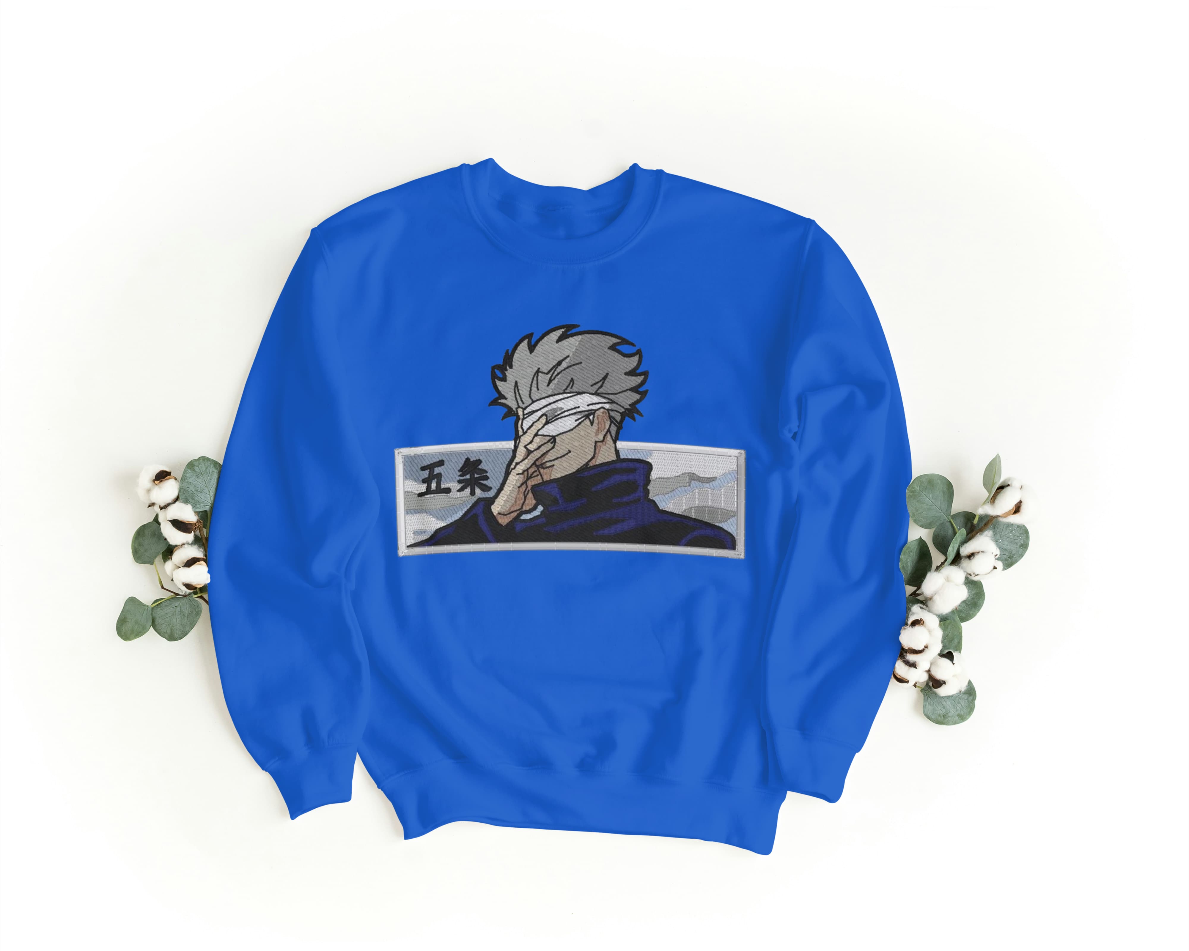 Felpa Ricamata Unisex a Girocollo – Morbida e Confortevole – Design Satoru Gojo-Biiply