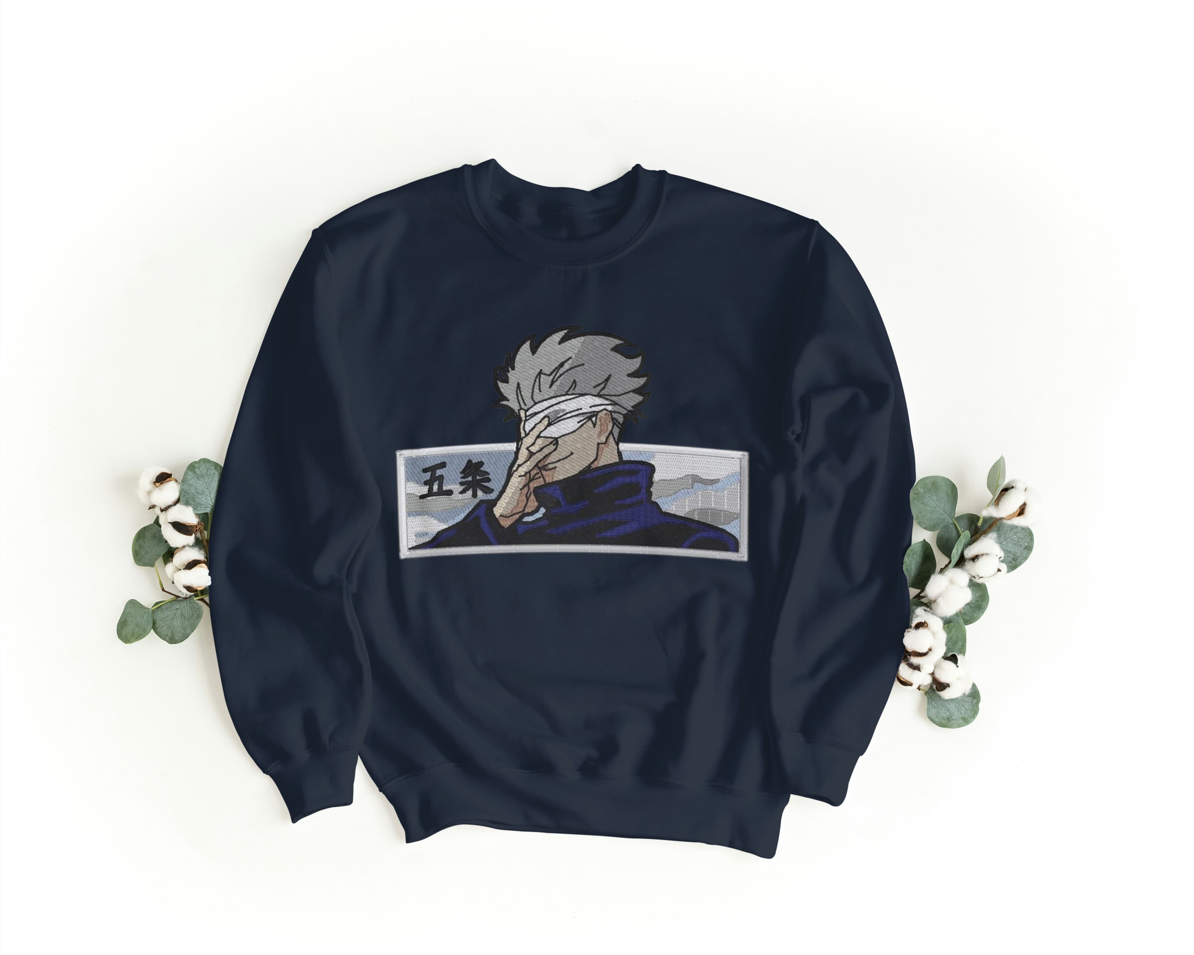 Felpa Ricamata Unisex a Girocollo – Morbida e Confortevole – Design Satoru Gojo-Biiply