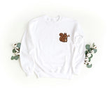 Sudadera Bordada Unisex con Cuello Redondo – Suave y Cómoda – Diseño de Ardilla con Mariposa