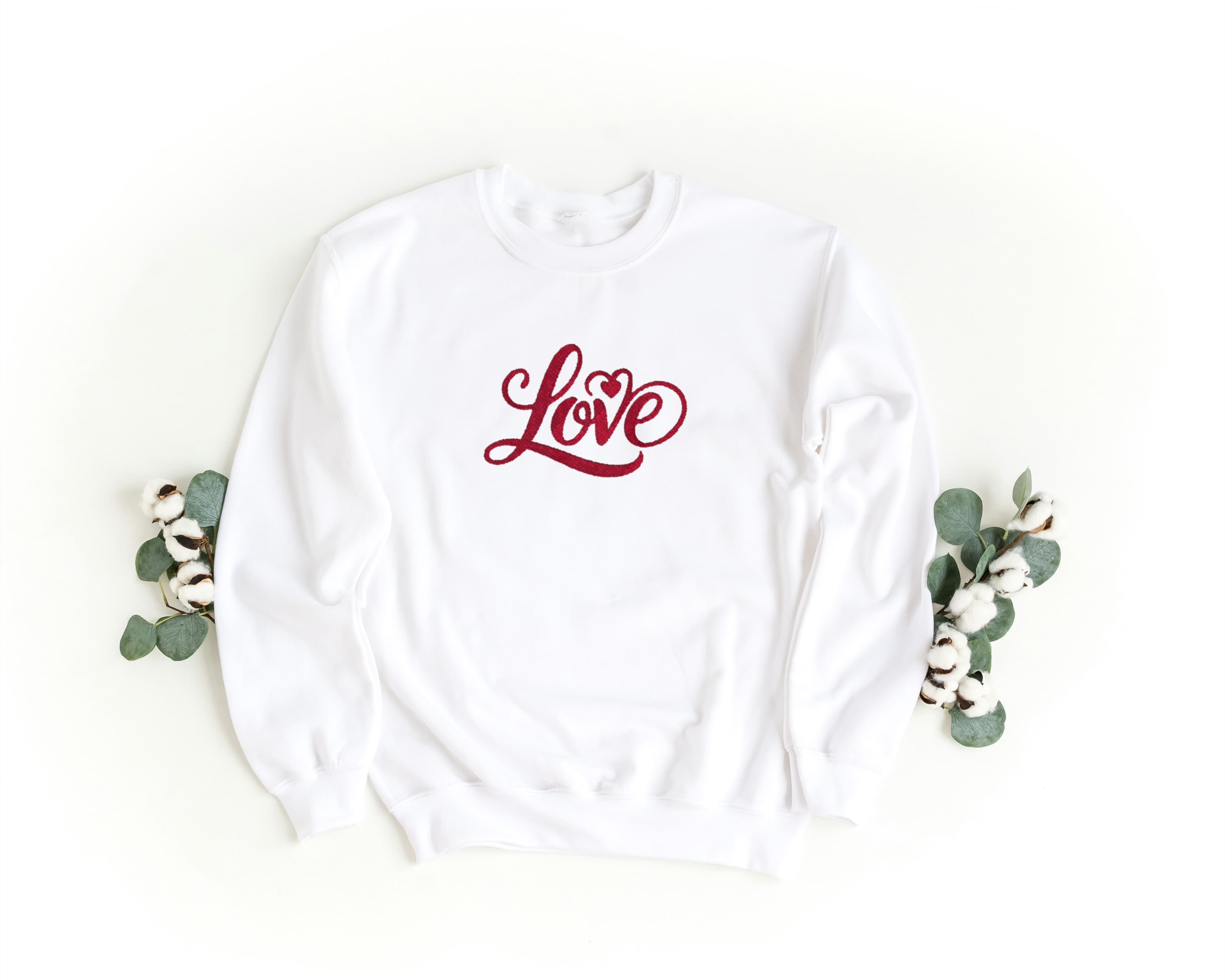 Felpa Ricamata Unisex a Girocollo – Morbida e Confortevole – Design Scritta Love-Biiply