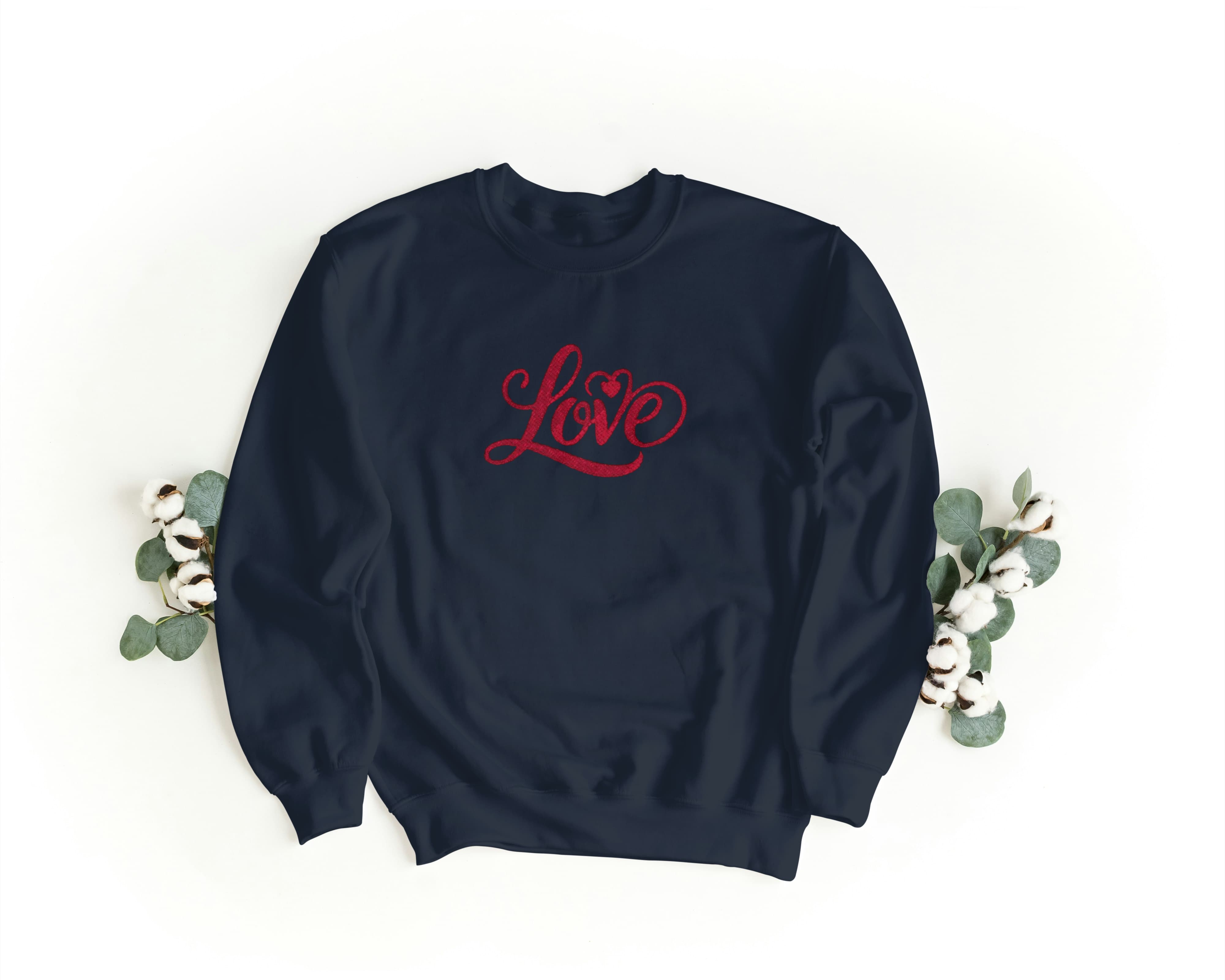 Felpa Ricamata Unisex a Girocollo – Morbida e Confortevole – Design Scritta Love-Biiply