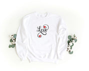 Felpa Ricamata Unisex a Girocollo – Morbida e Confortevole – Design Scritta Love con cuori-Biiply