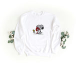 Unisex Crewneck Embroidered Sweatshirt – Soft and Comfortable – Snoopie + Hearts + Bird Design