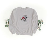 Felpa Ricamata Unisex a Girocollo – Morbida e Confortevole – Design Snoopie + Cuori + Uccellino-Biiply