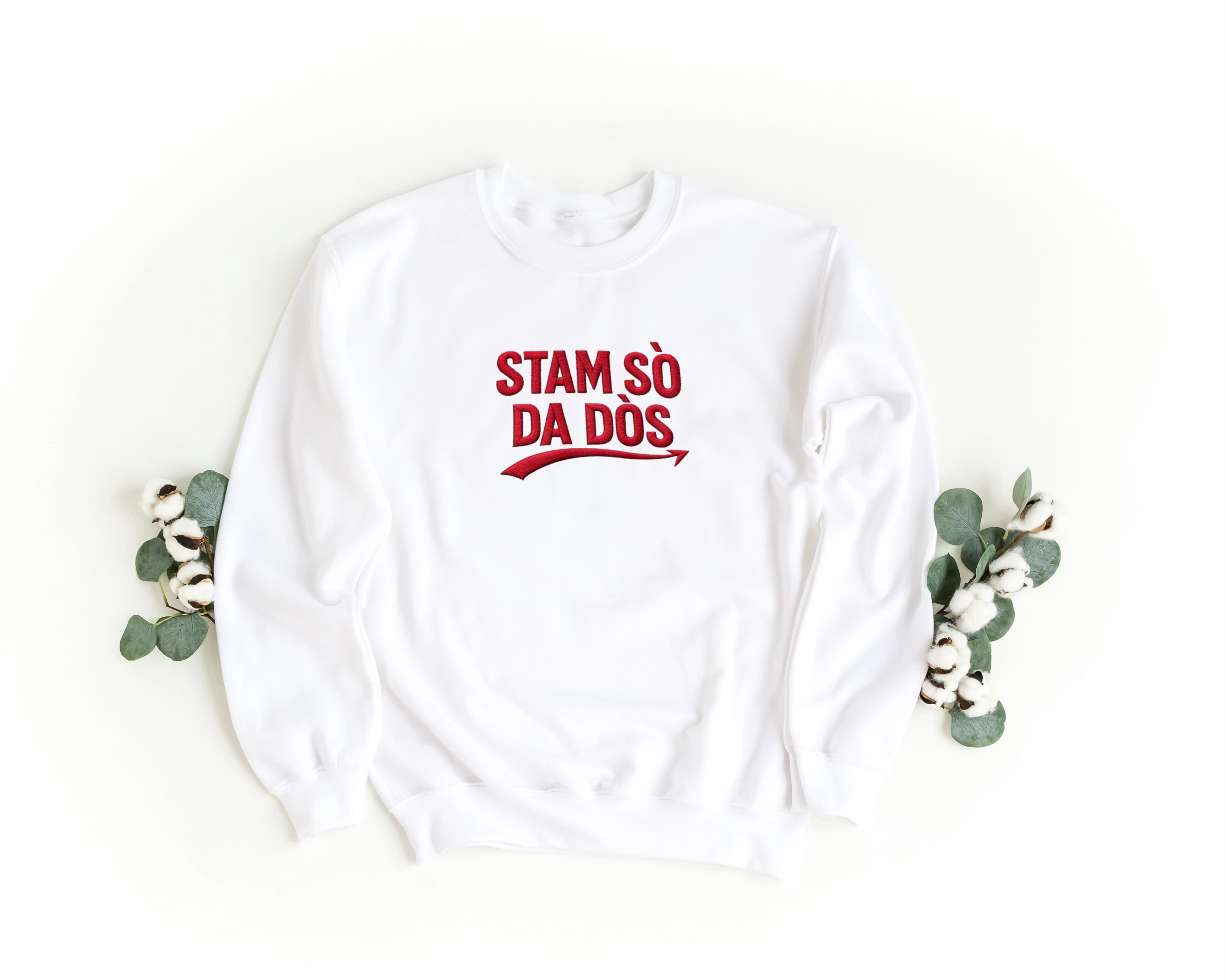 Felpa Ricamata Unisex a Girocollo – Morbida e Confortevole – Design Stam Sò da dòs-Biiply