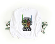 Felpa Ricamata Unisex a Girocollo – Morbida e Confortevole – Design Star Wars Topolino + Yoda-Biiply
