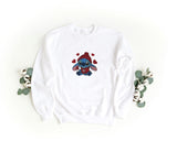 Unisex Crewneck Embroidered Sweatshirt – Soft and Comfortable – Stitch Design with Hearts