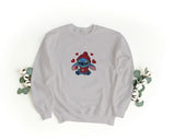 Unisex Crewneck Embroidered Sweatshirt – Soft and Comfortable – Stitch Design with Hearts