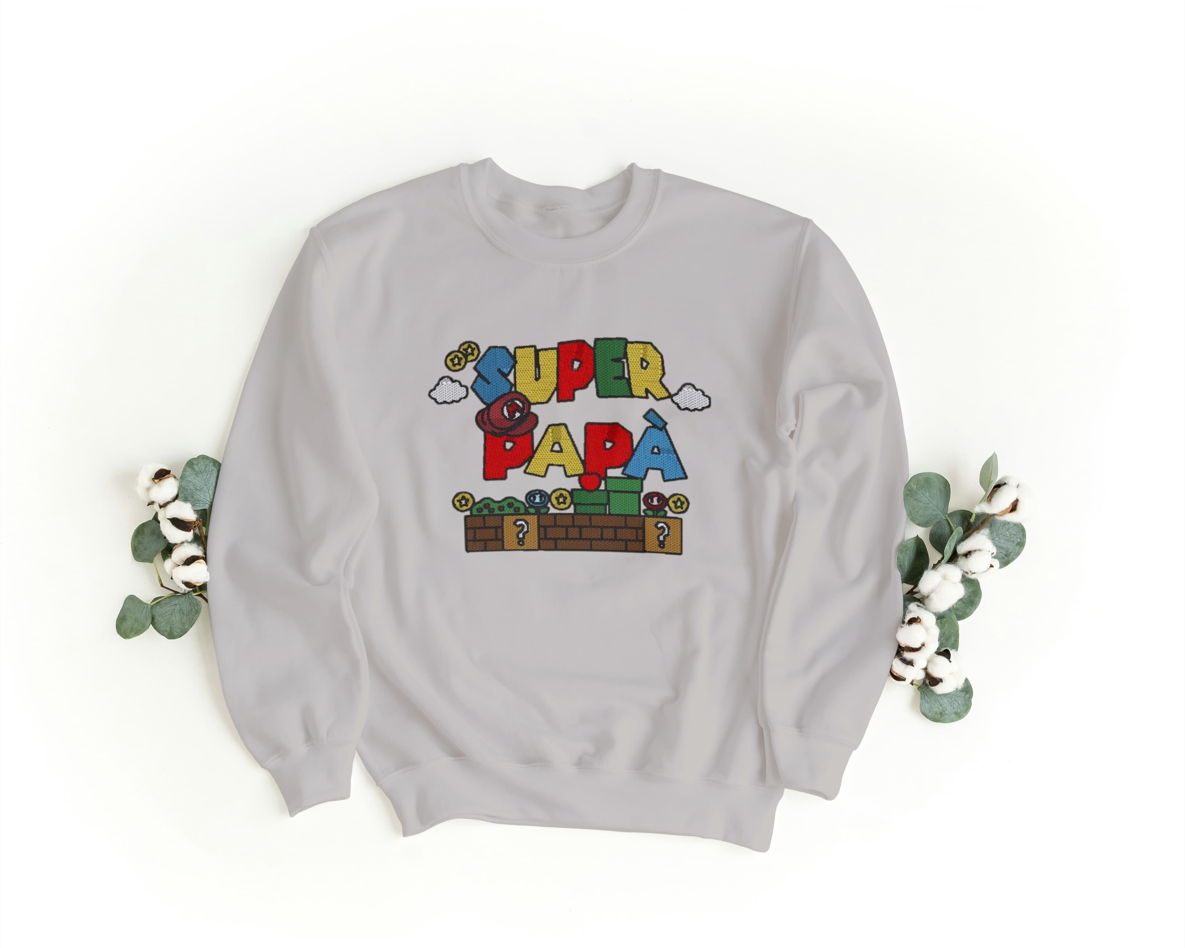 Felpa Ricamata Unisex a Girocollo – Morbida e Confortevole – Design Super Papà-Biiply