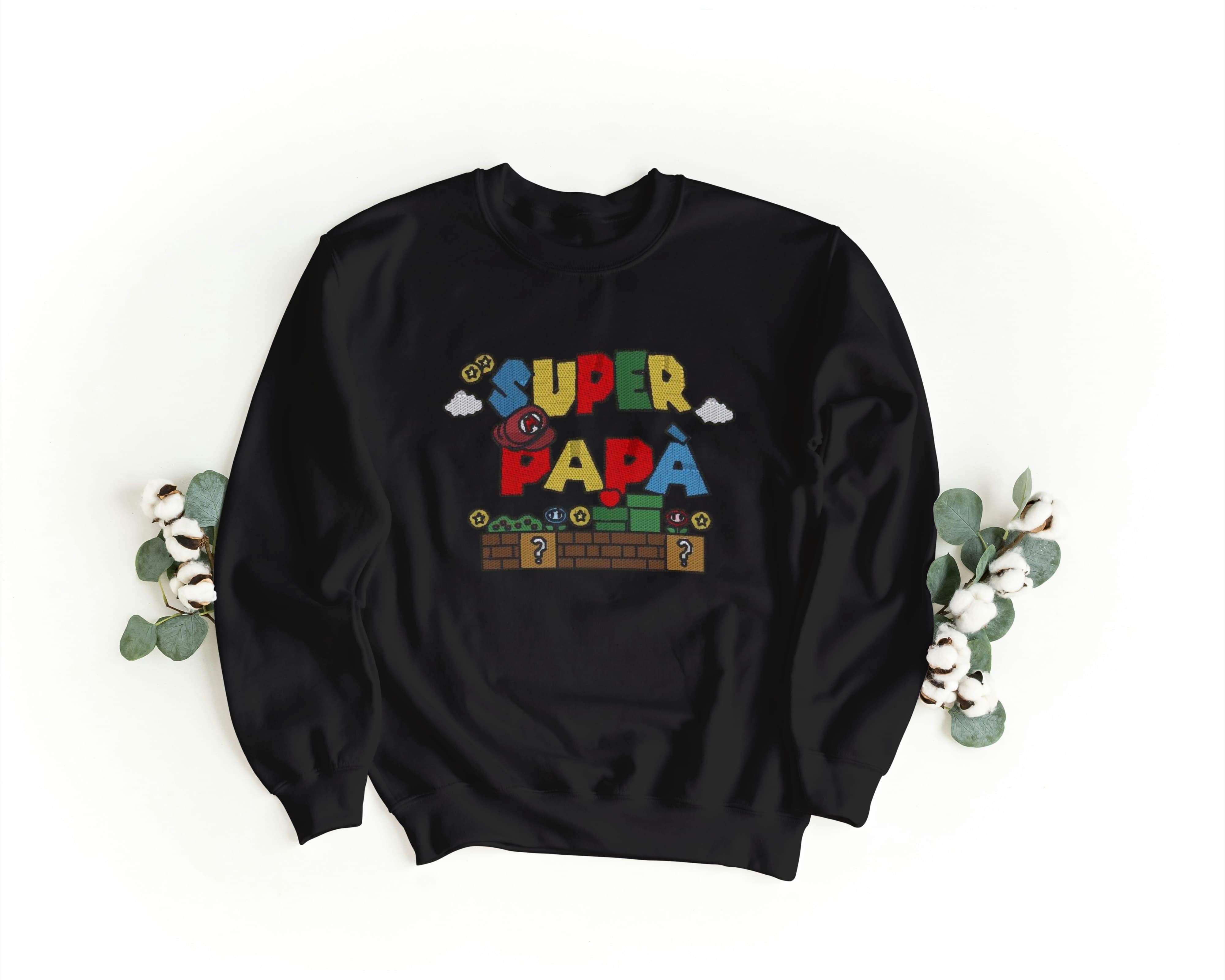 Felpa Ricamata Unisex a Girocollo – Morbida e Confortevole – Design Super Papà-Biiply