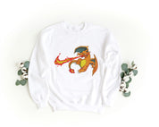Felpa Ricamata Unisex a Girocollo – Morbida e Confortevole – Design Swoosh + Charizard-Biiply