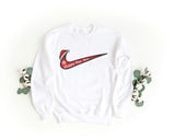 Unisex Embroidered Crewneck Sweatshirt – Soft and Comfortable – Swoosh Happy New Year Design