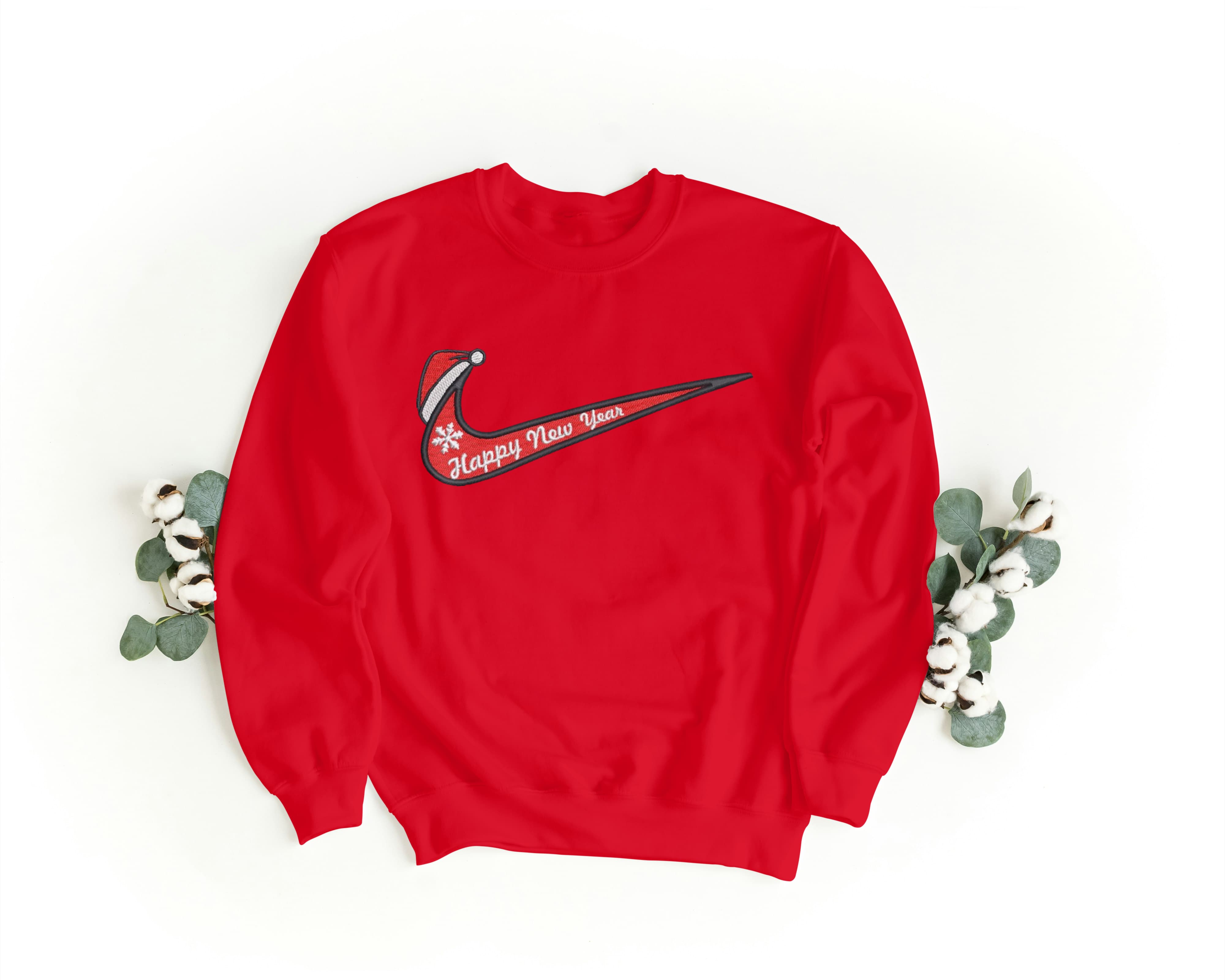 Felpa Ricamata Unisex a Girocollo – Morbida e Confortevole – Design Swoosh Happy New Year - 6 - Biiply - Inizia Il tuo progetto