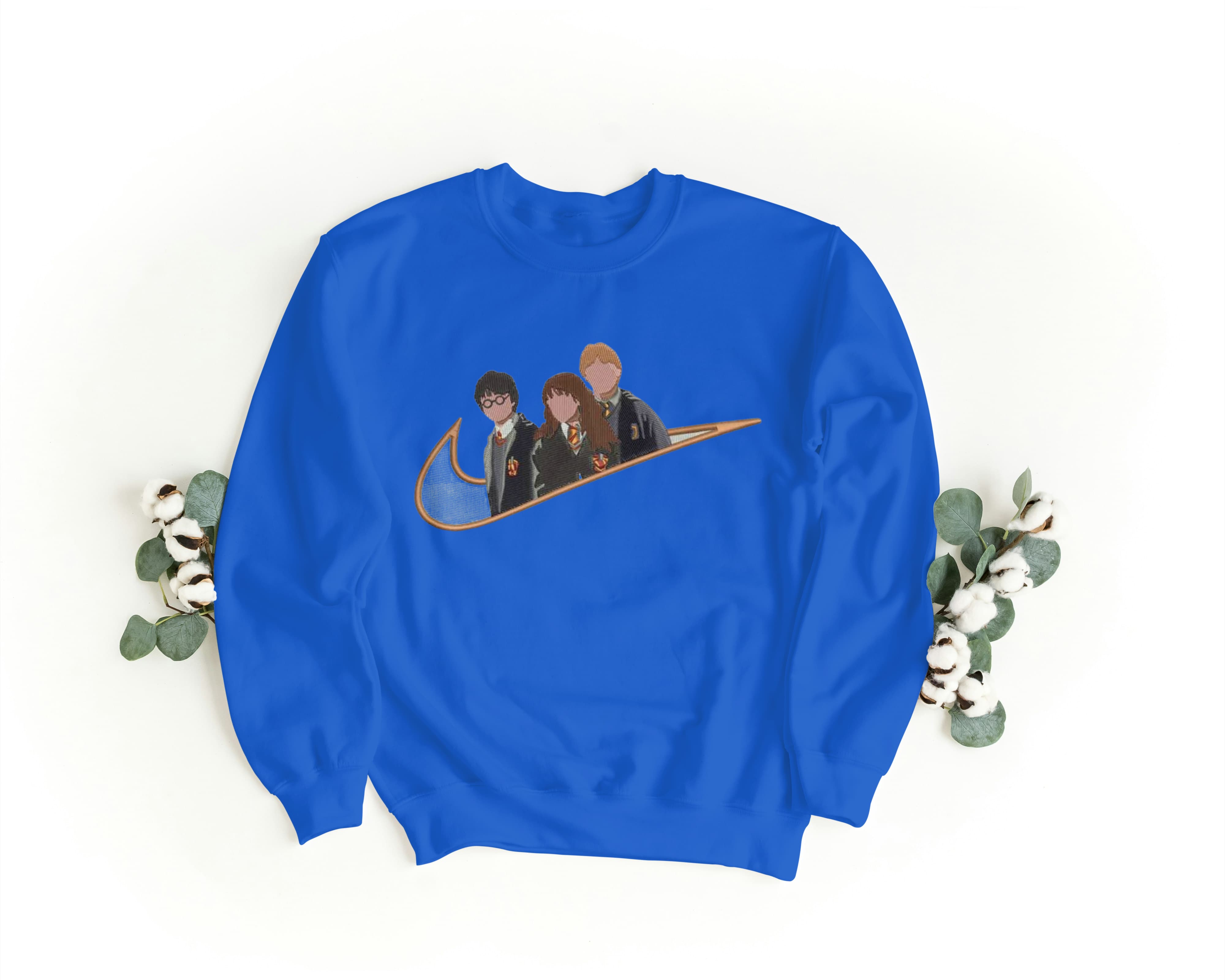 Felpa Ricamata Unisex a Girocollo – Morbida e Confortevole – Design Swoosh Harry Potter-Biiply