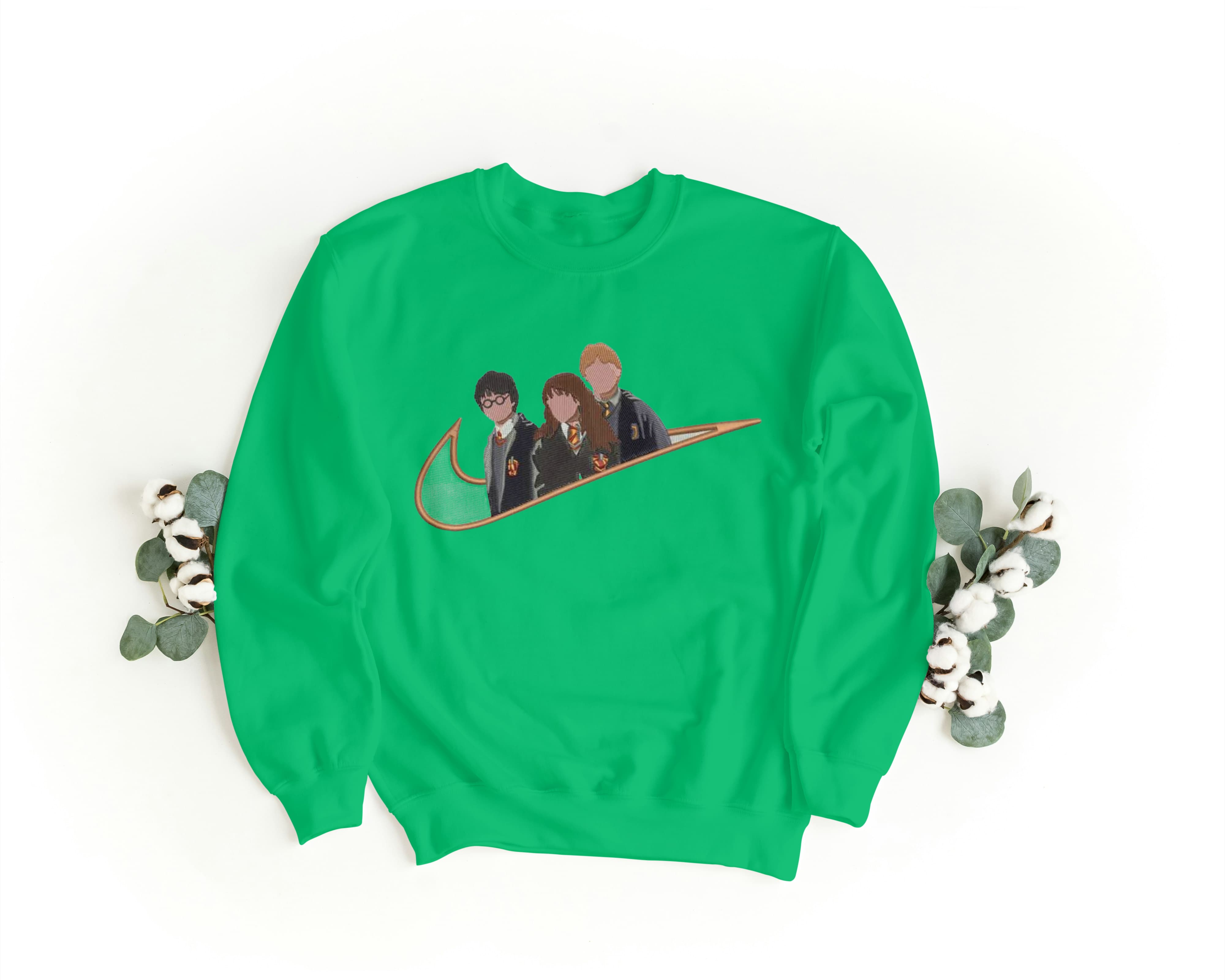 Felpa Ricamata Unisex a Girocollo – Morbida e Confortevole – Design Swoosh Harry Potter-Biiply