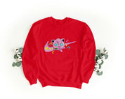 Felpa Ricamata Unisex a Girocollo – Morbida e Confortevole – Design Swoosh + Jigglypuff-Biiply
